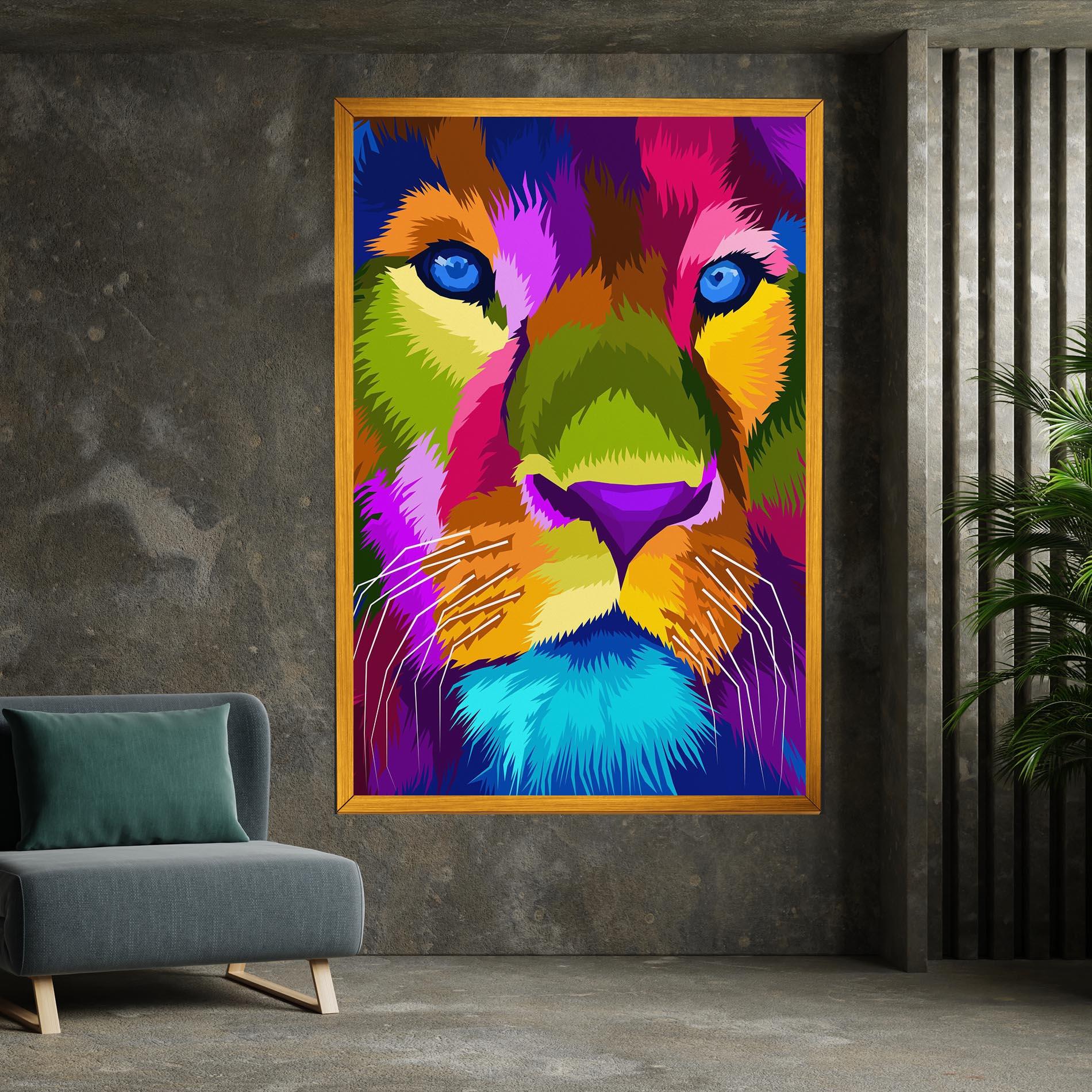 Vászonkép Color Lion Close Up mockup 7