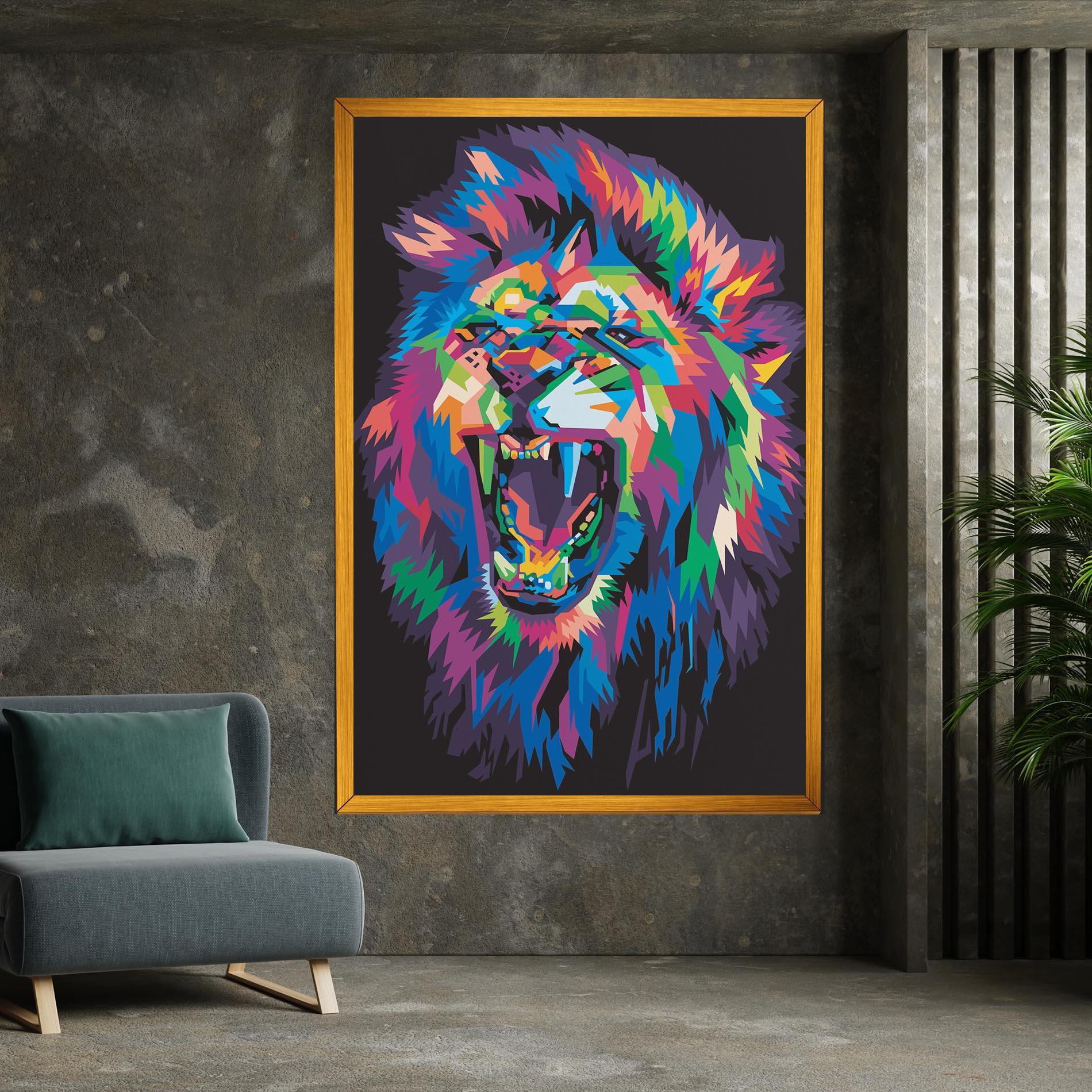Vászonkép Colorful Lion Head mockup 7