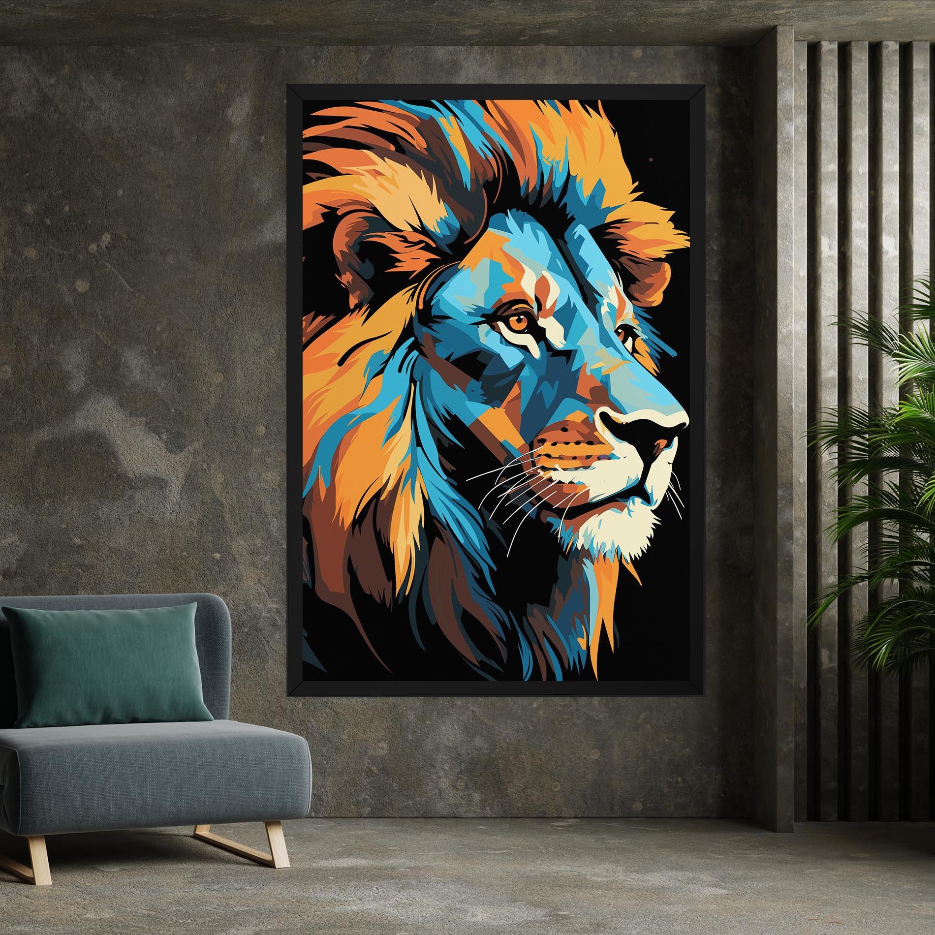 Vászonkép Blue Yellow Lion mockup 7