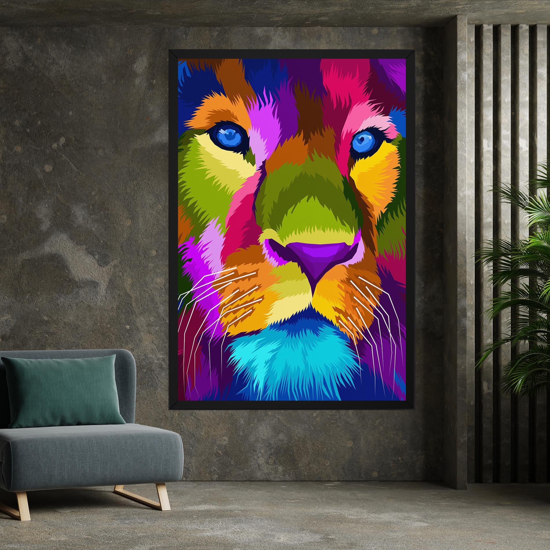 Vászonkép Color Lion Close Up mockup 7