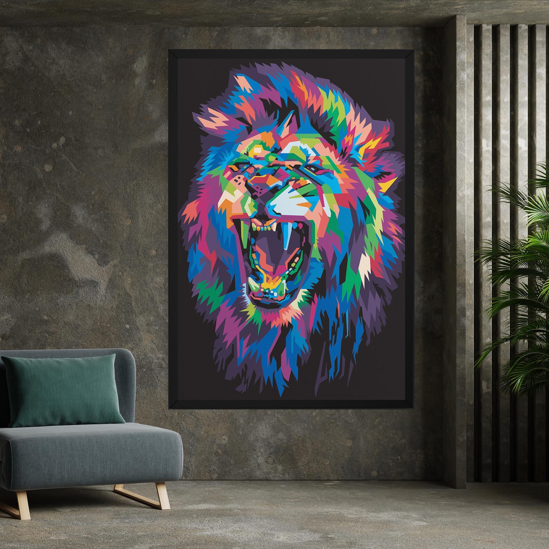 Vászonkép Colorful Lion Head mockup 7