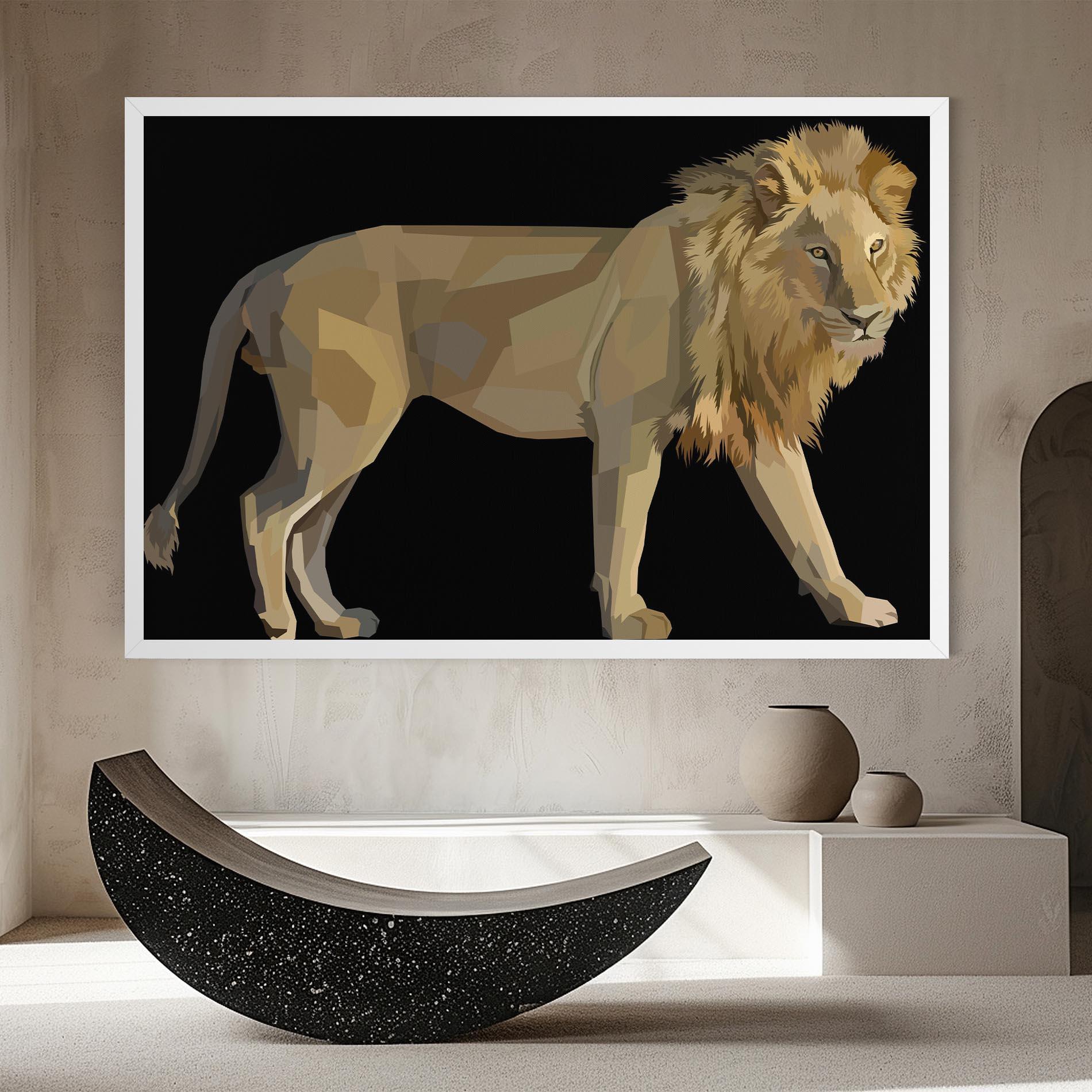 Vászonkép Lion Art On Black mockup 8