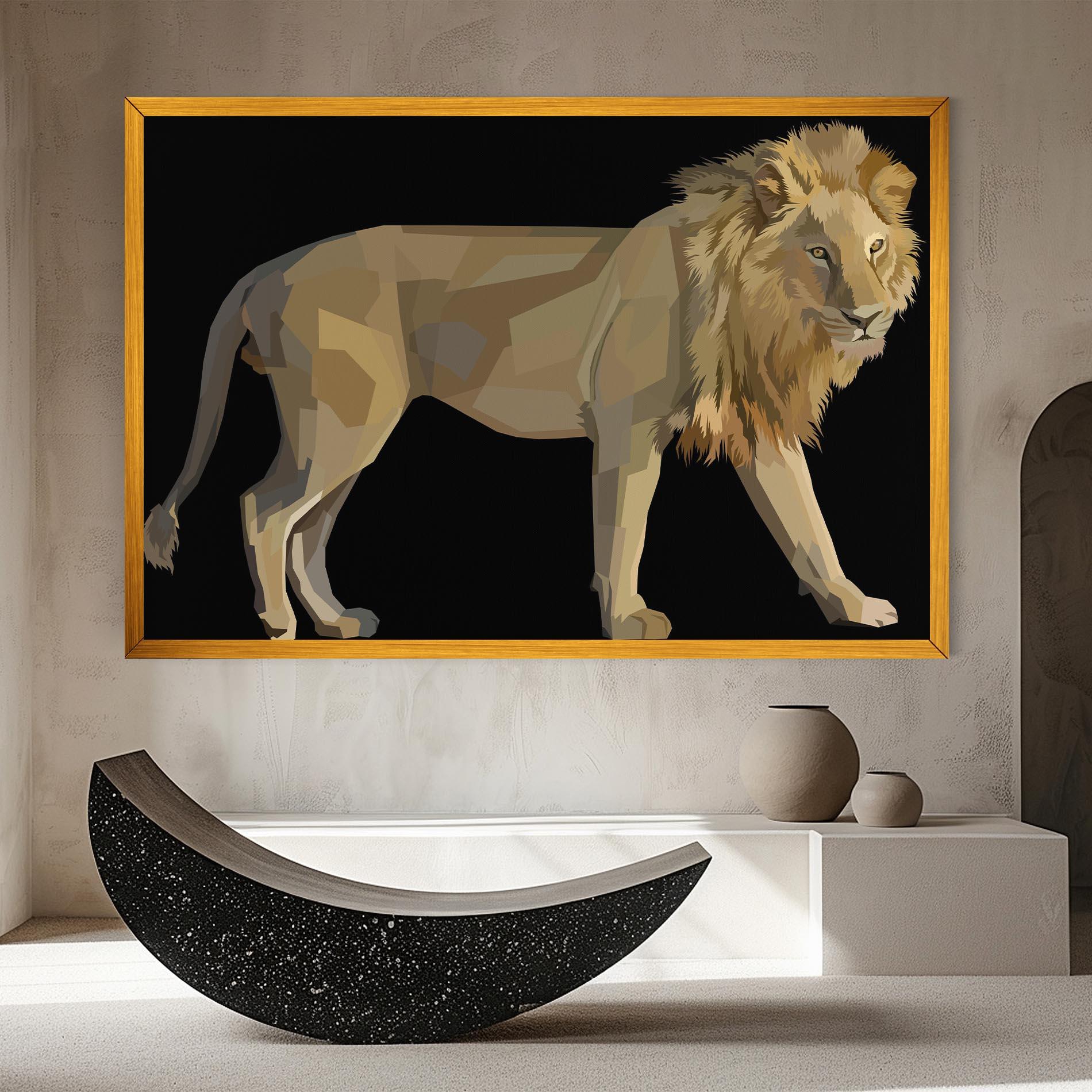 Vászonkép Lion Art On Black mockup 8