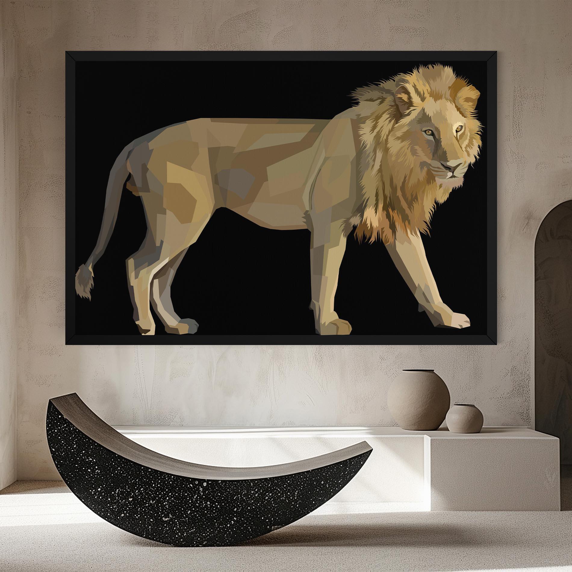 Vászonkép Lion Art On Black mockup 8