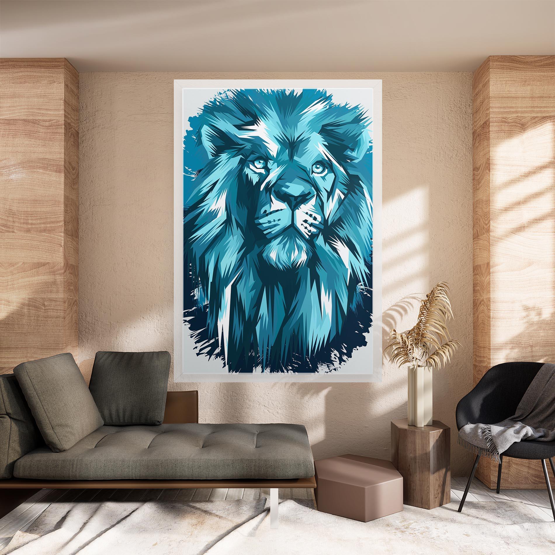 Vászonkép Blue Lion Head mockup 8