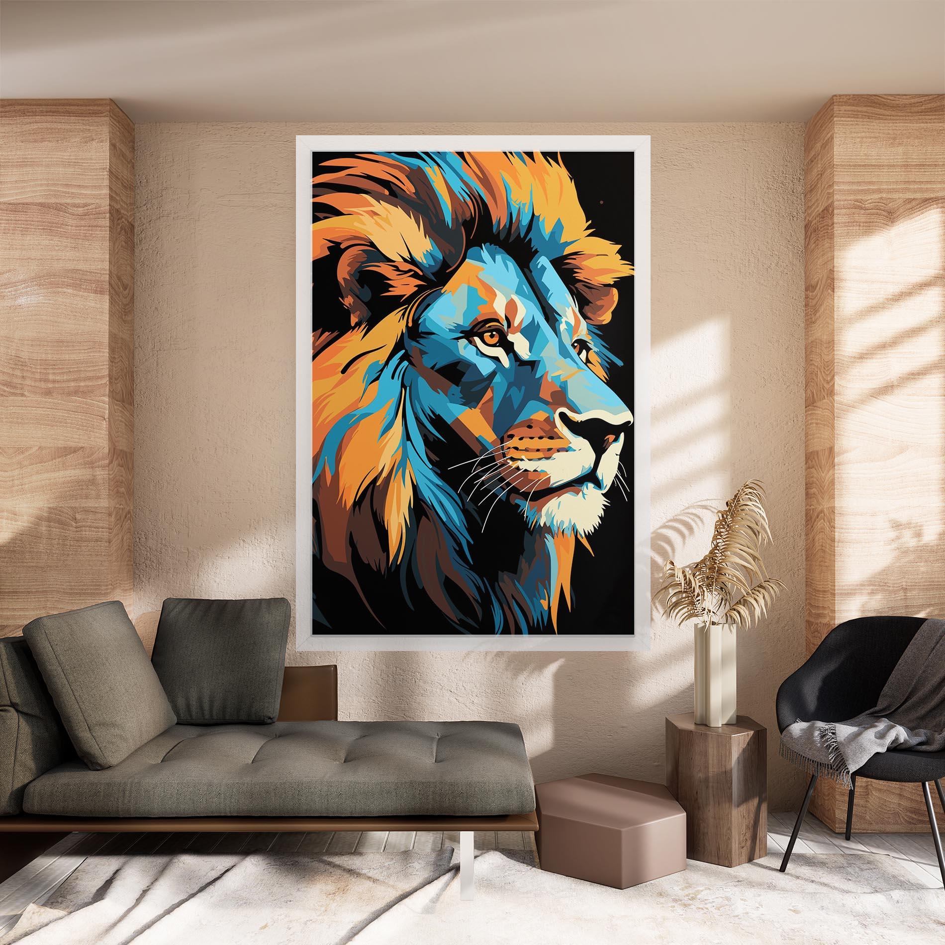 Vászonkép Blue Yellow Lion mockup 8