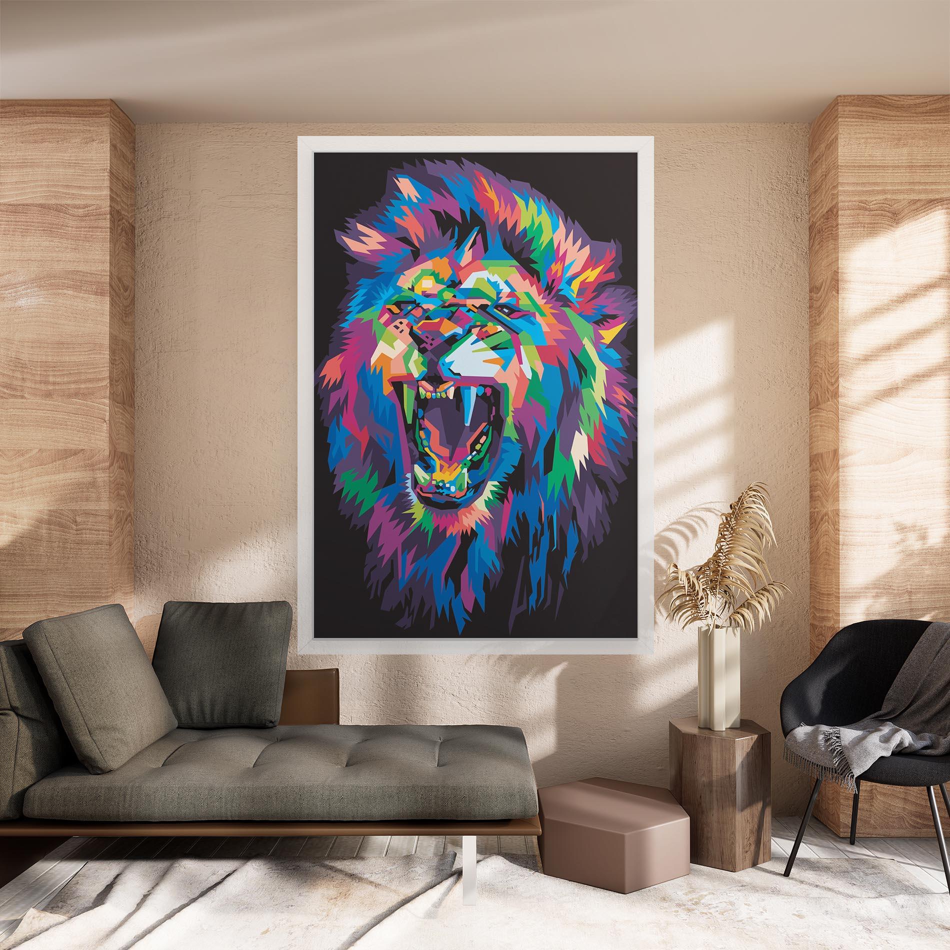 Vászonkép Colorful Lion Head mockup 8