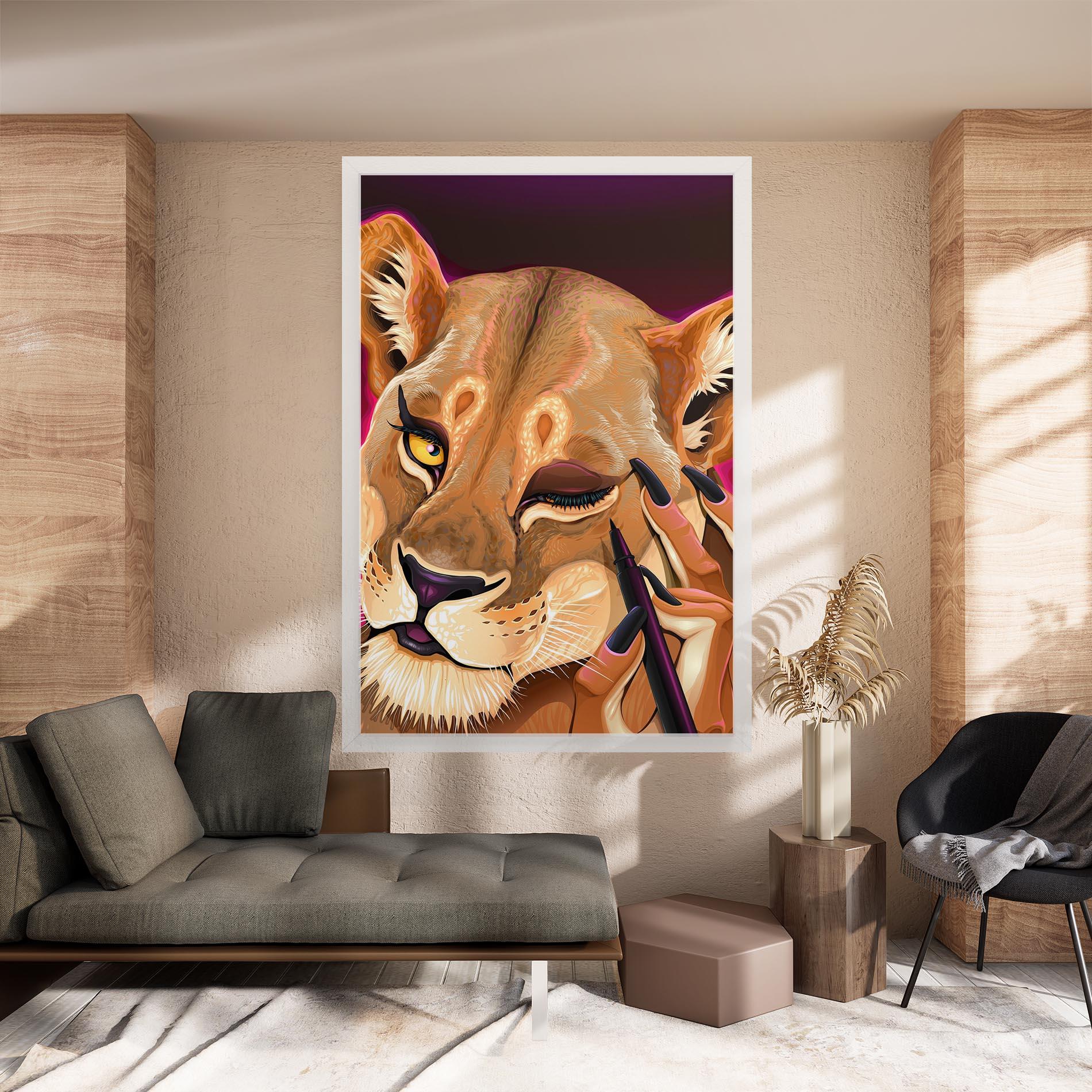 Vászonkép Female Lion Makeup mockup 8