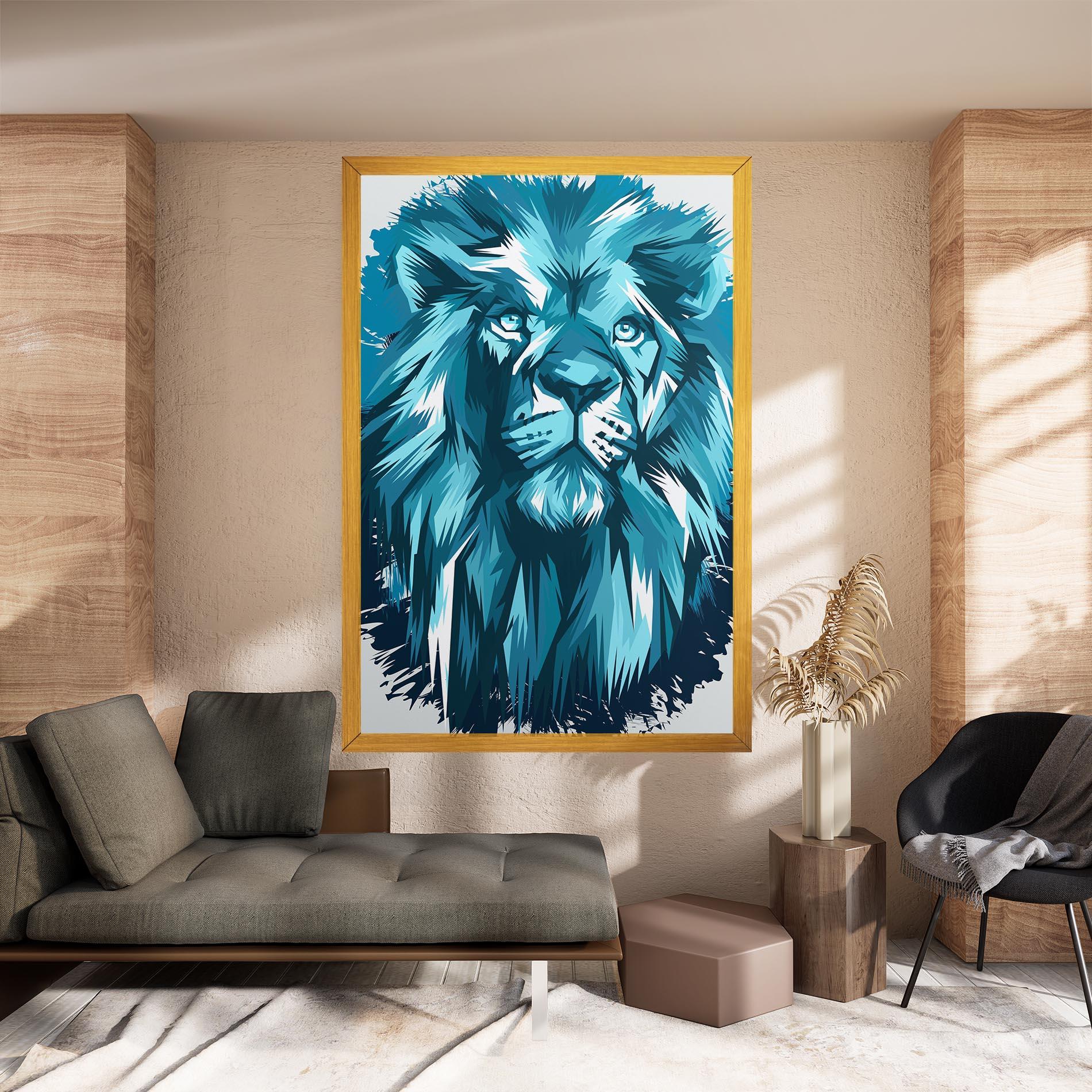 Vászonkép Blue Lion Head mockup 8