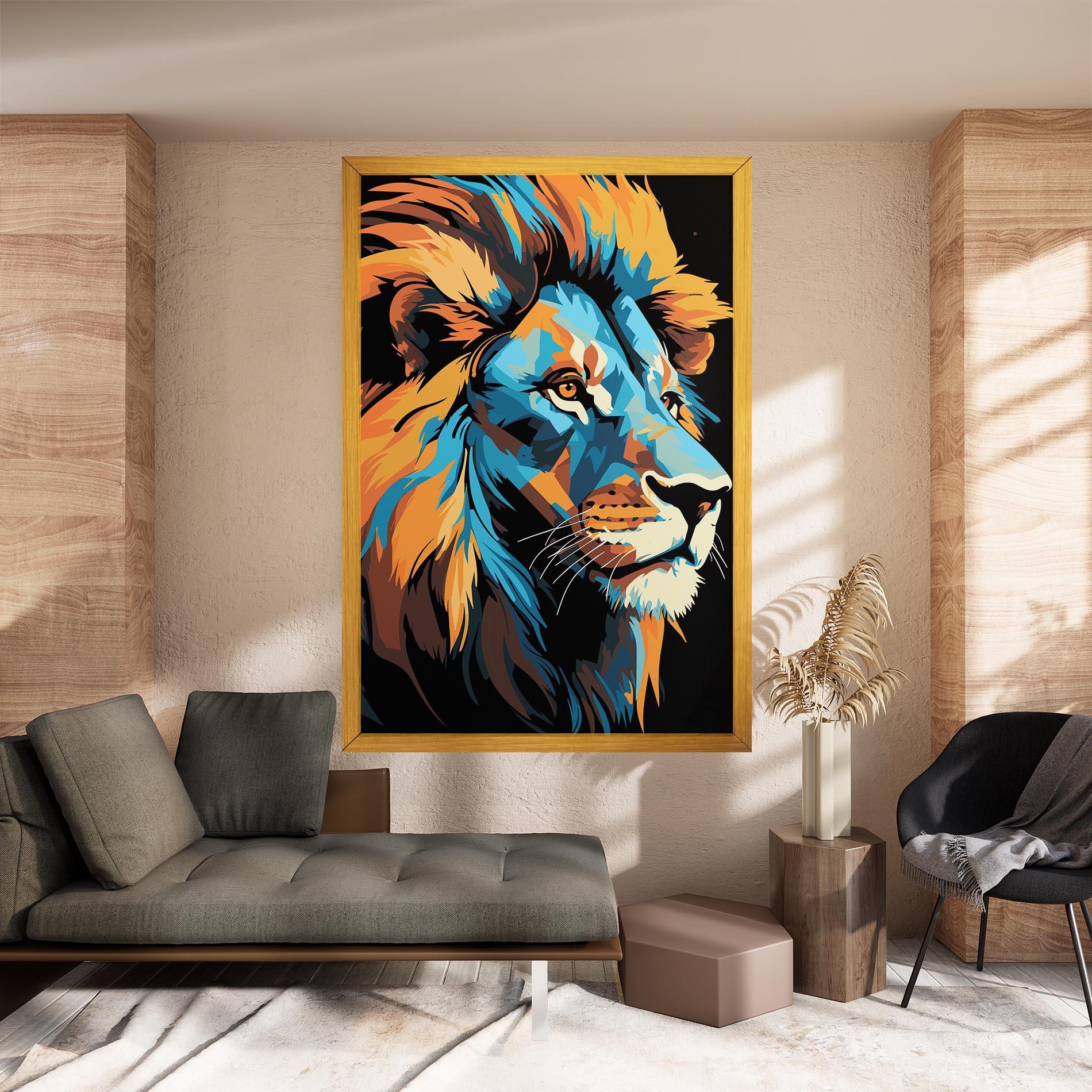 Vászonkép Blue Yellow Lion mockup 8