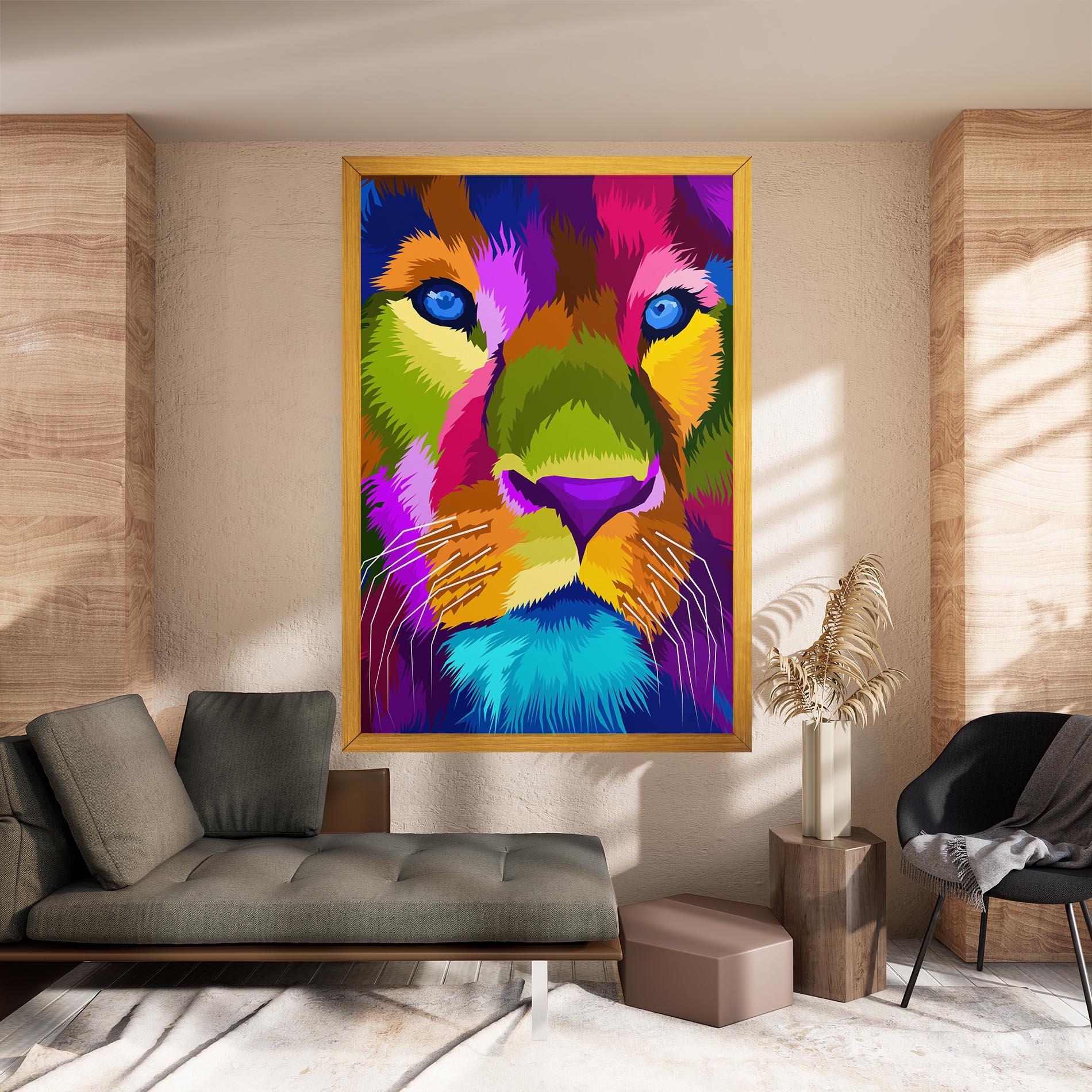 Vászonkép Color Lion Close Up mockup 8