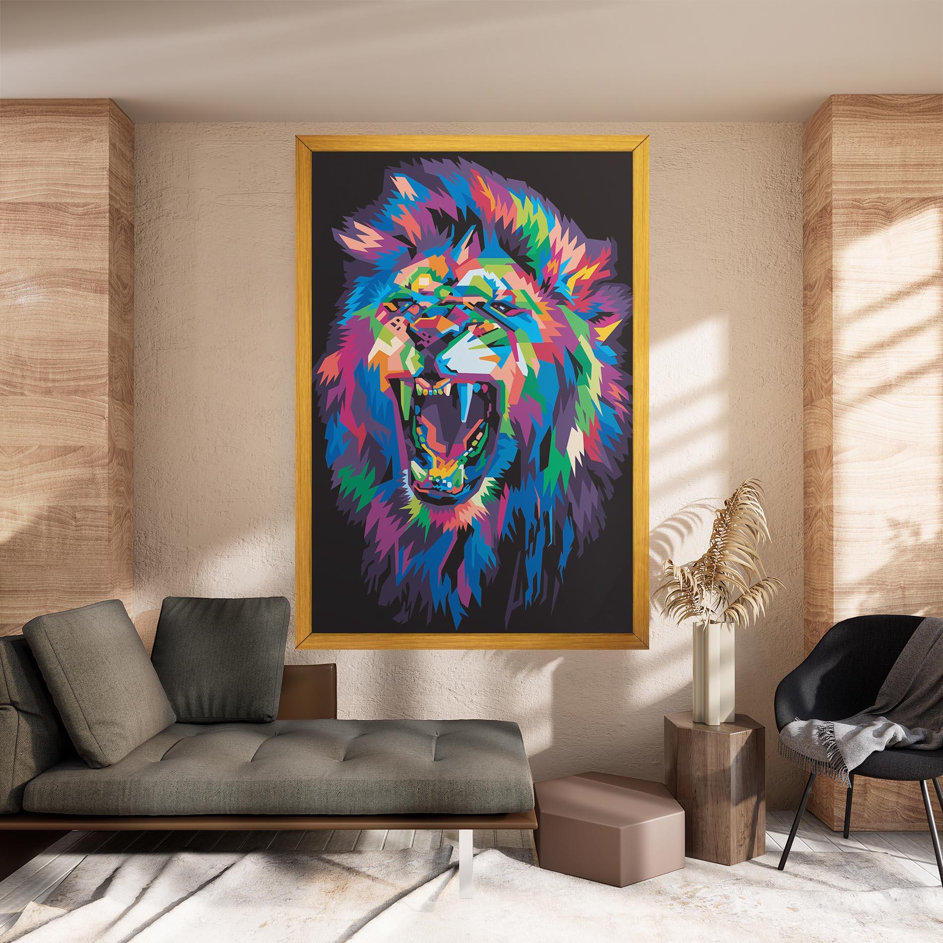 Vászonkép Colorful Lion Head mockup 8