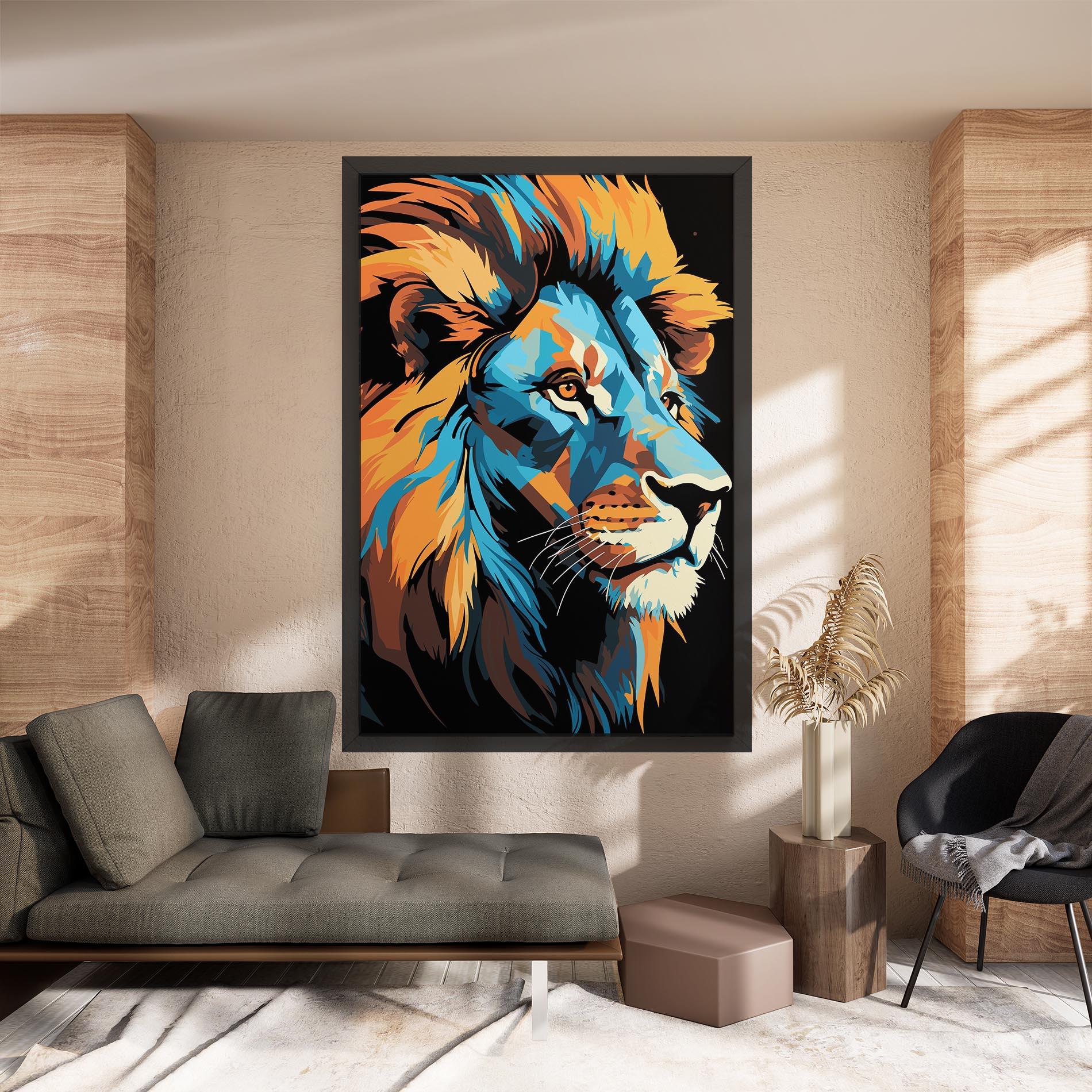 Vászonkép Blue Yellow Lion mockup 8