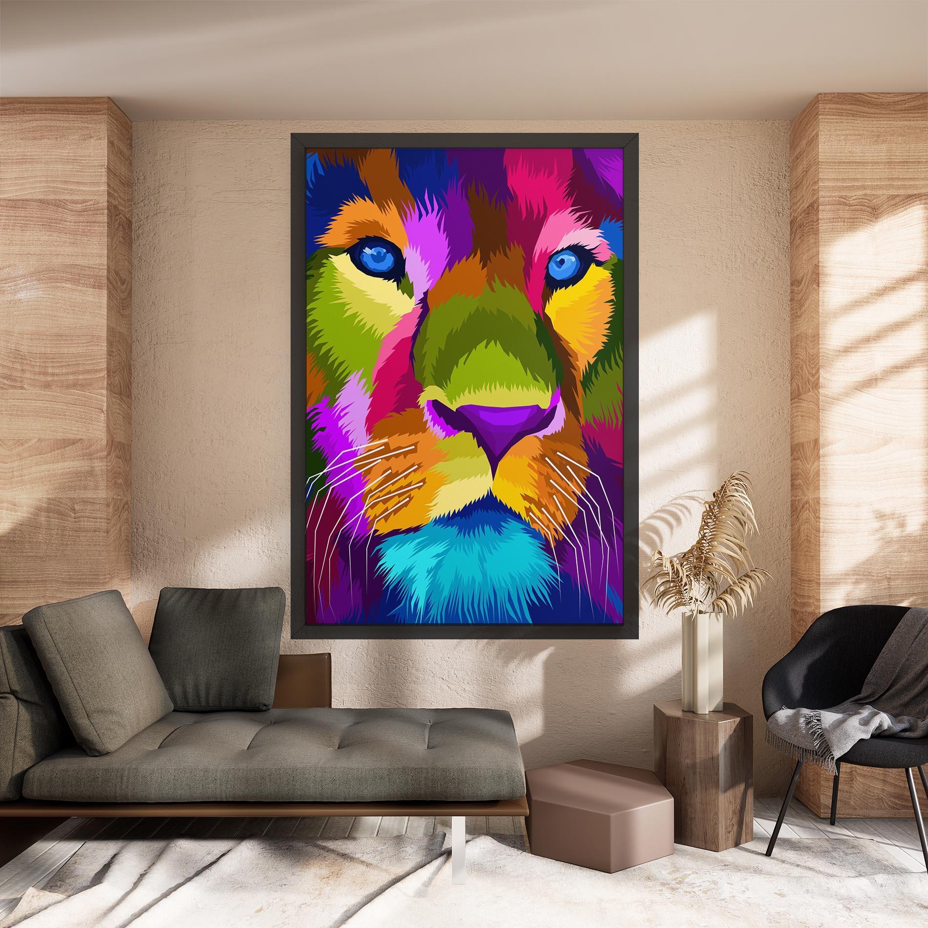 Vászonkép Color Lion Close Up mockup 8