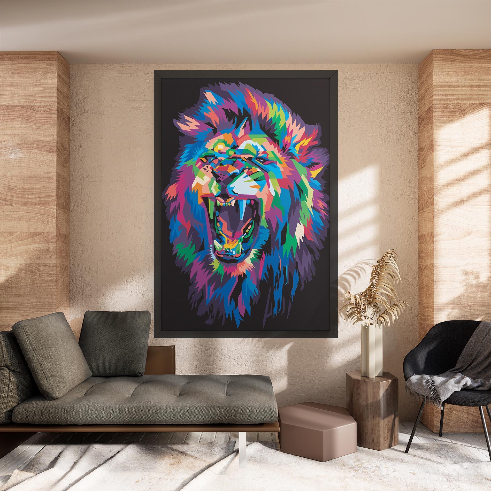 Vászonkép Colorful Lion Head mockup 8