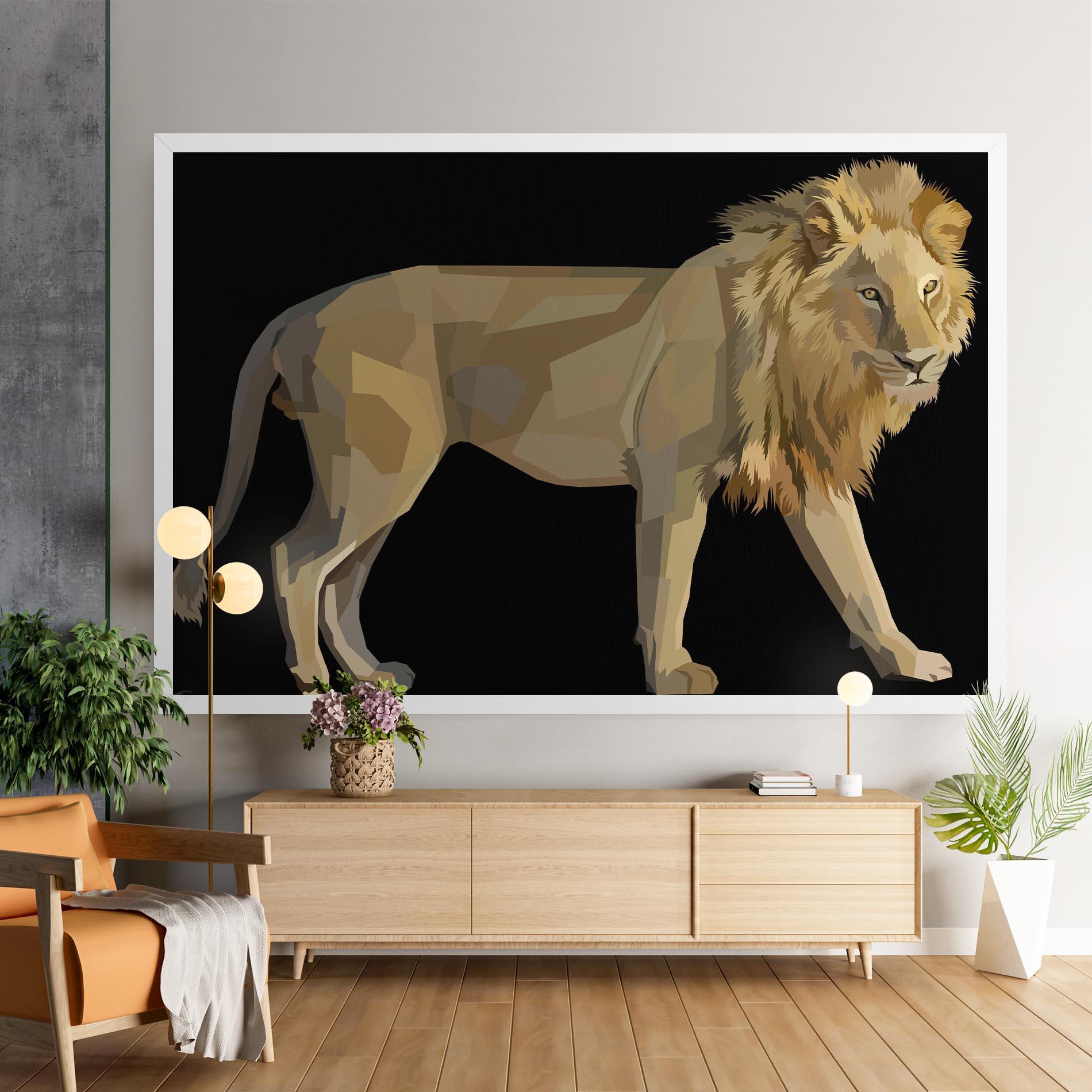 Vászonkép Lion Art On Black mockup 9