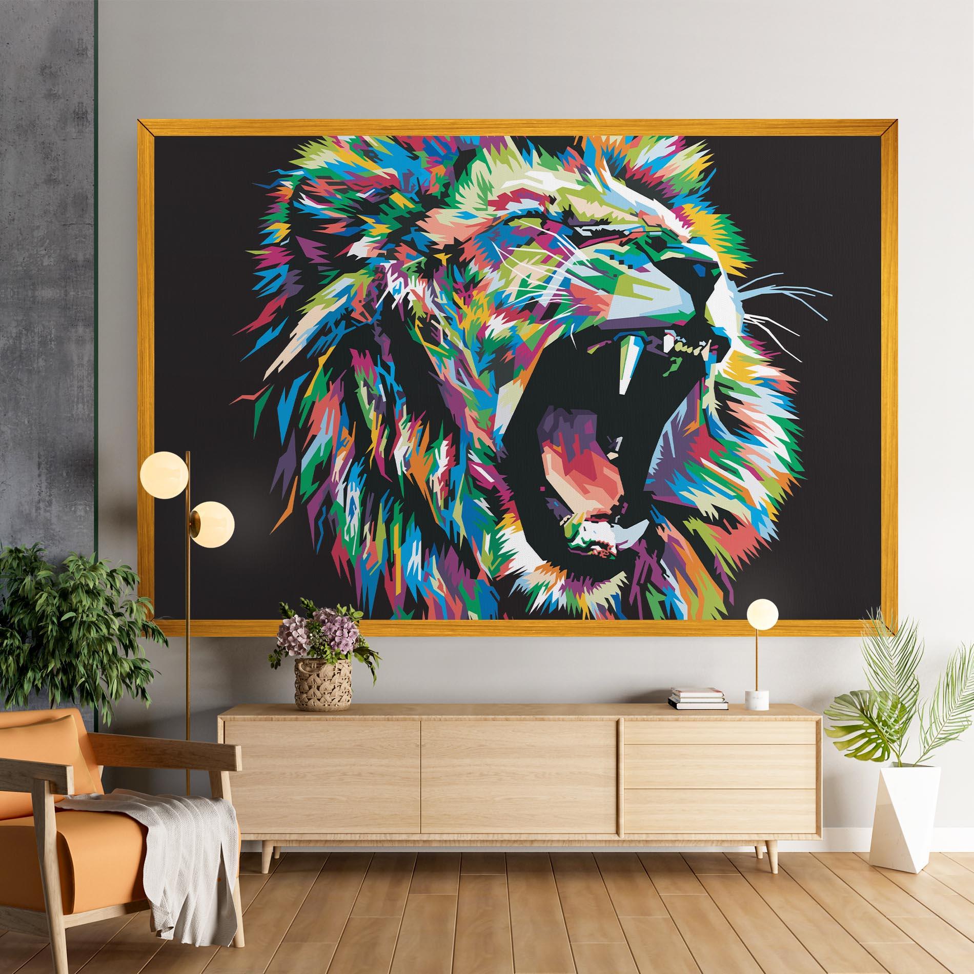 Vászonkép Green Blue Lion mockup 9