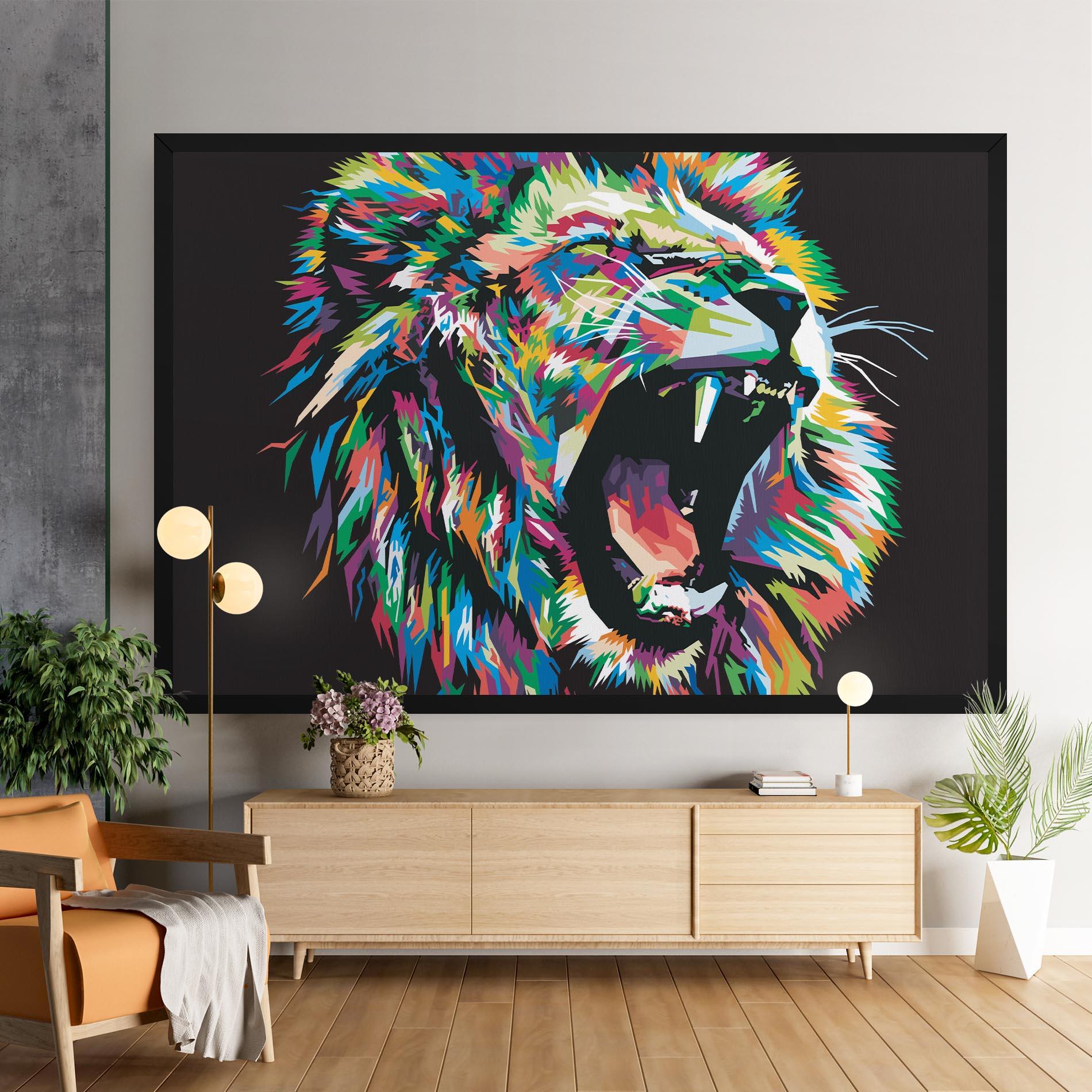Vászonkép Green Blue Lion mockup 9