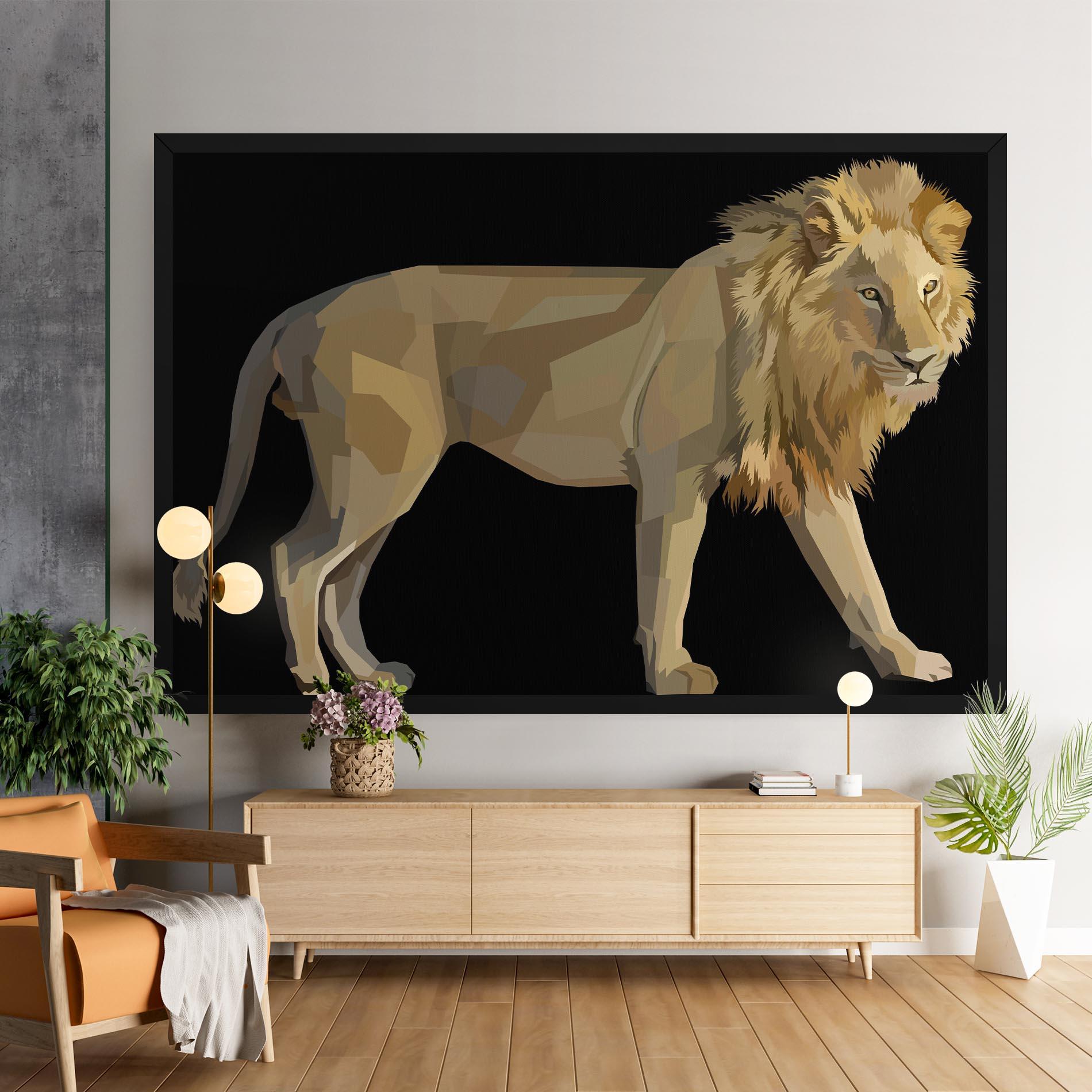 Vászonkép Lion Art On Black mockup 9