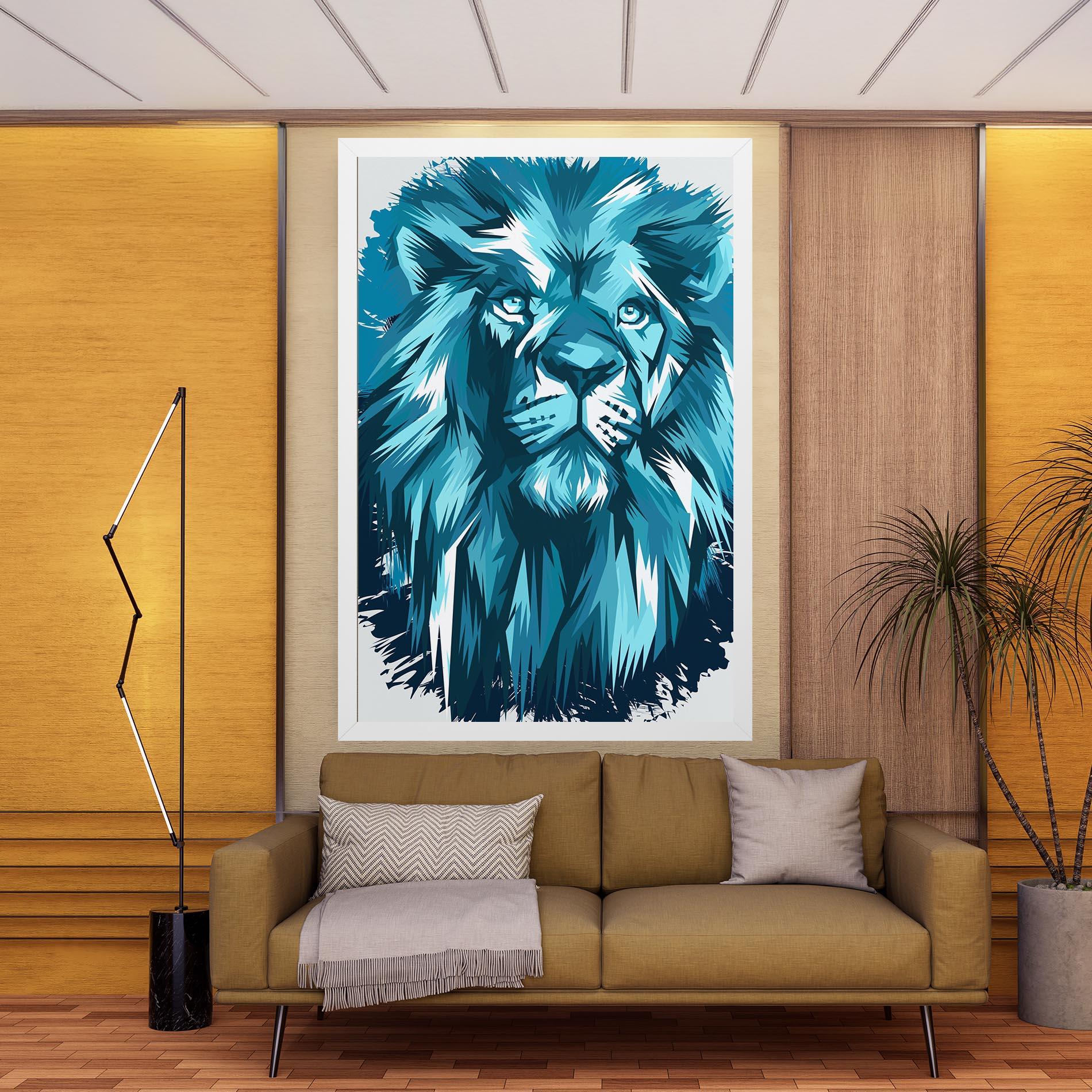 Vászonkép Blue Lion Head mockup 9
