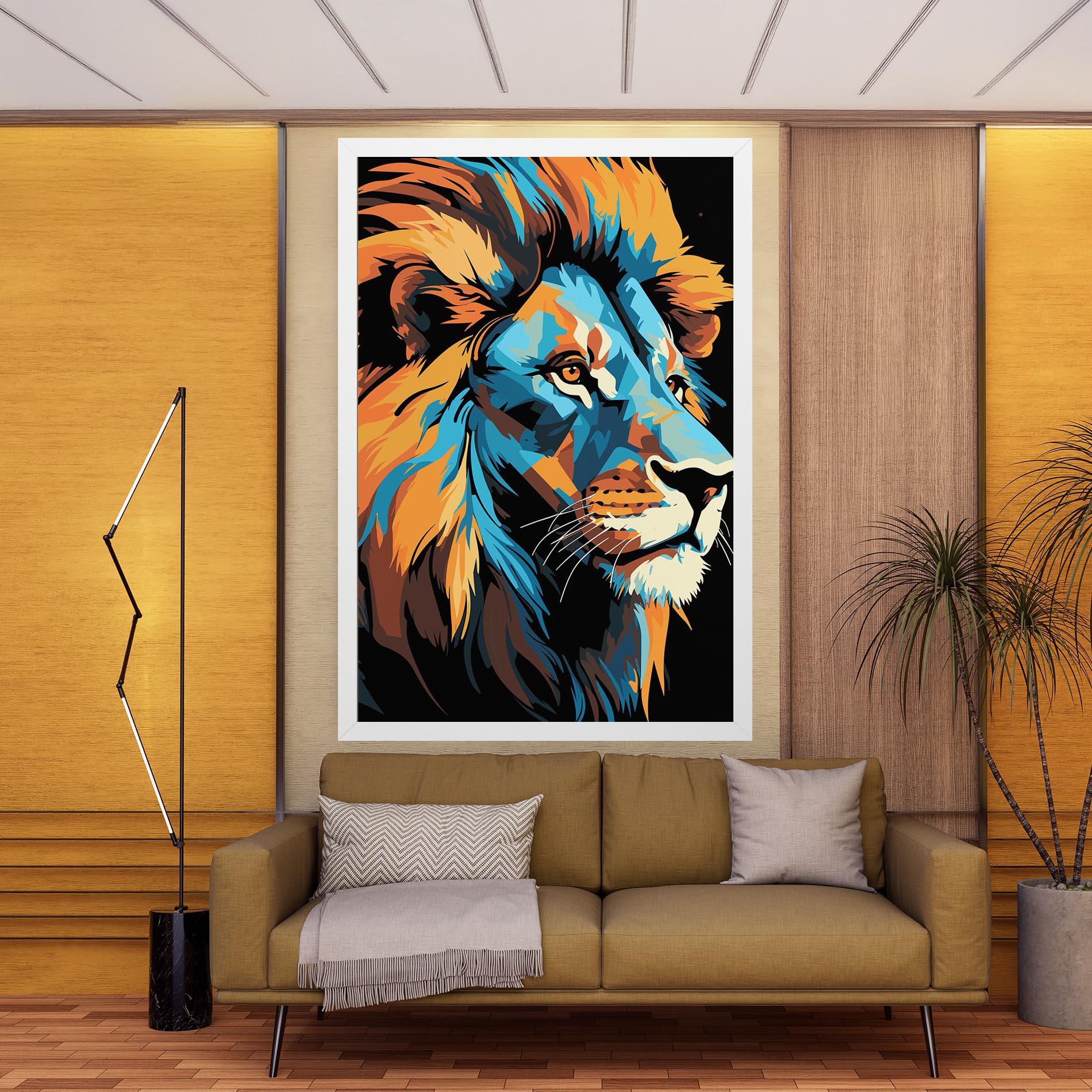 Vászonkép Blue Yellow Lion mockup 9