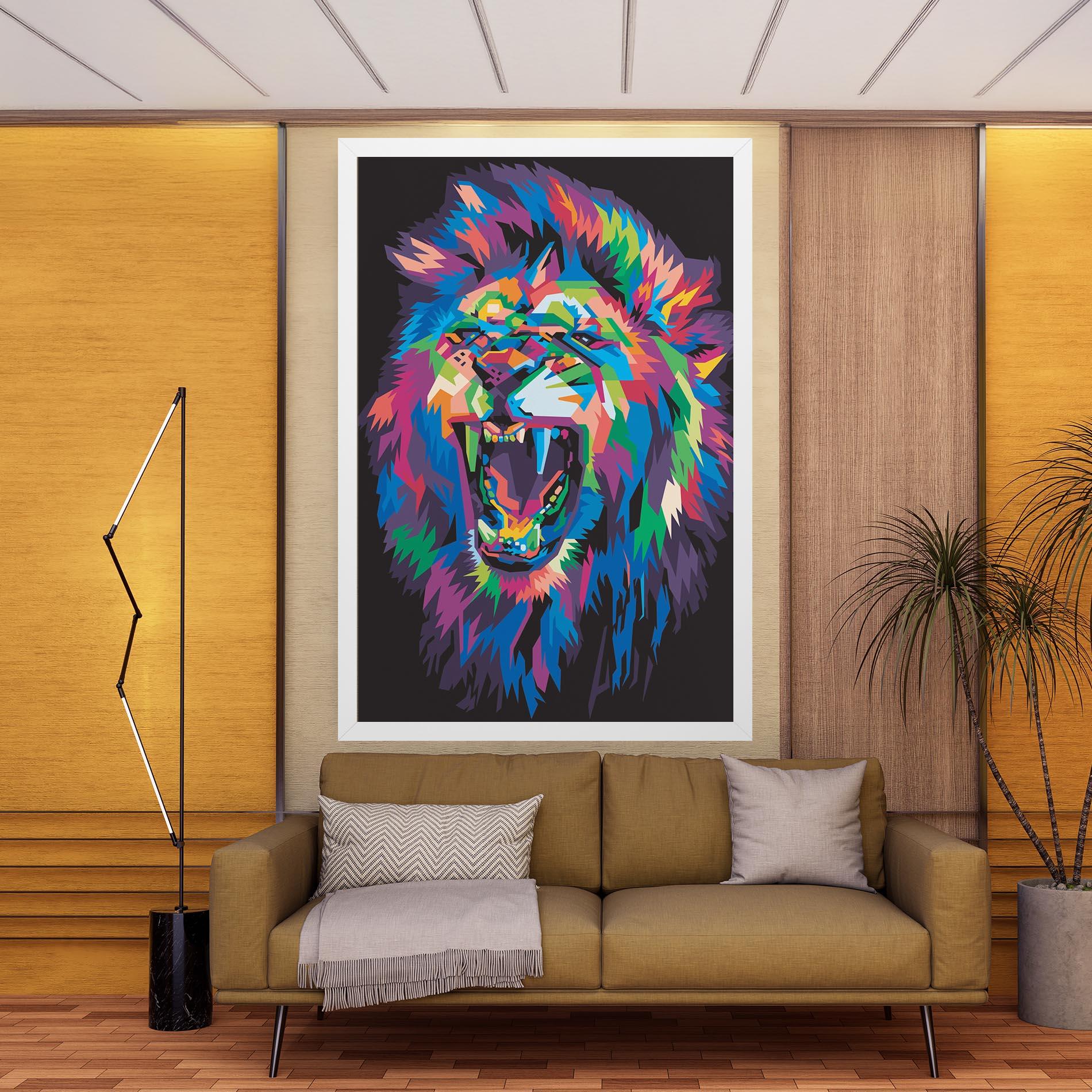 Vászonkép Colorful Lion Head mockup 9