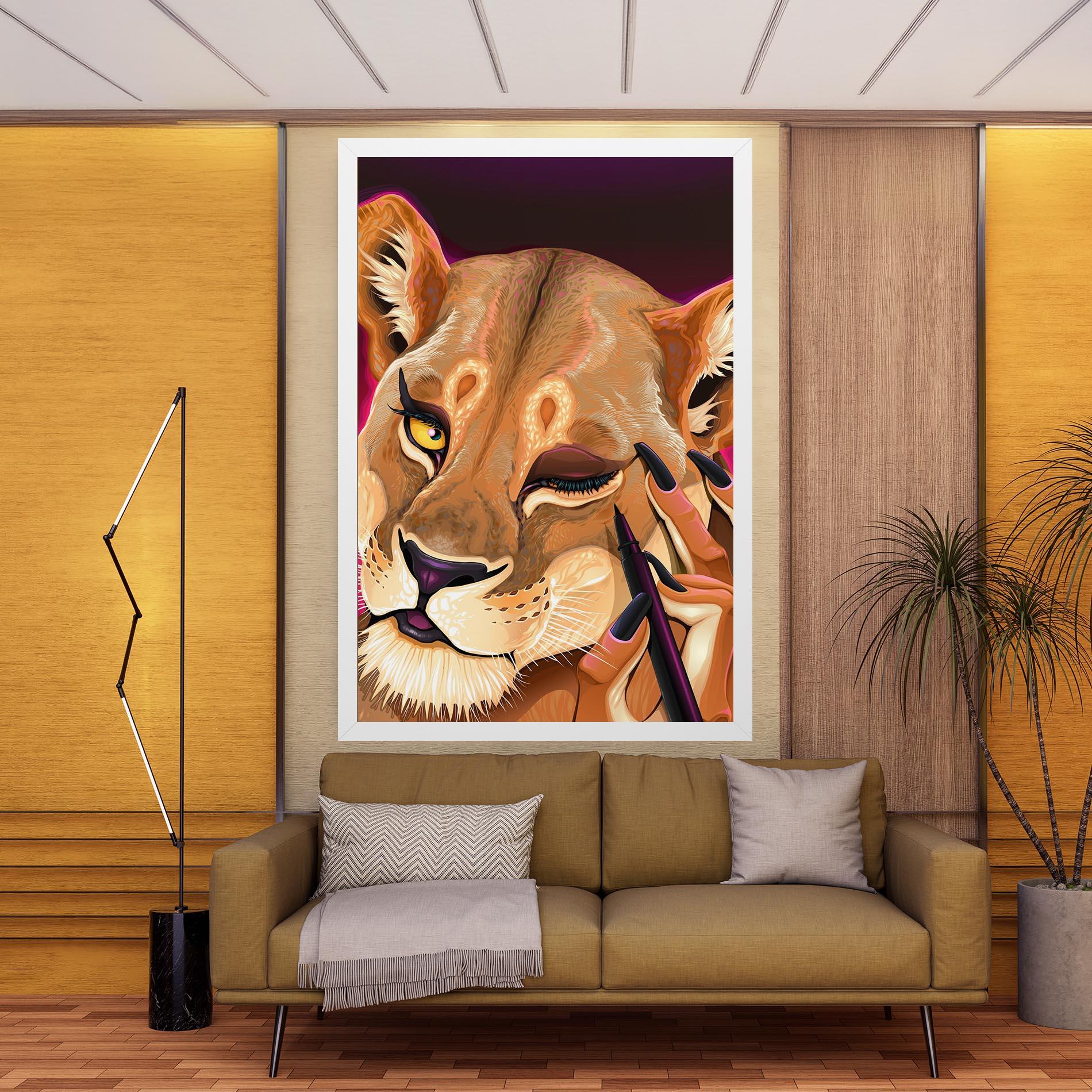 Vászonkép Female Lion Makeup mockup 9