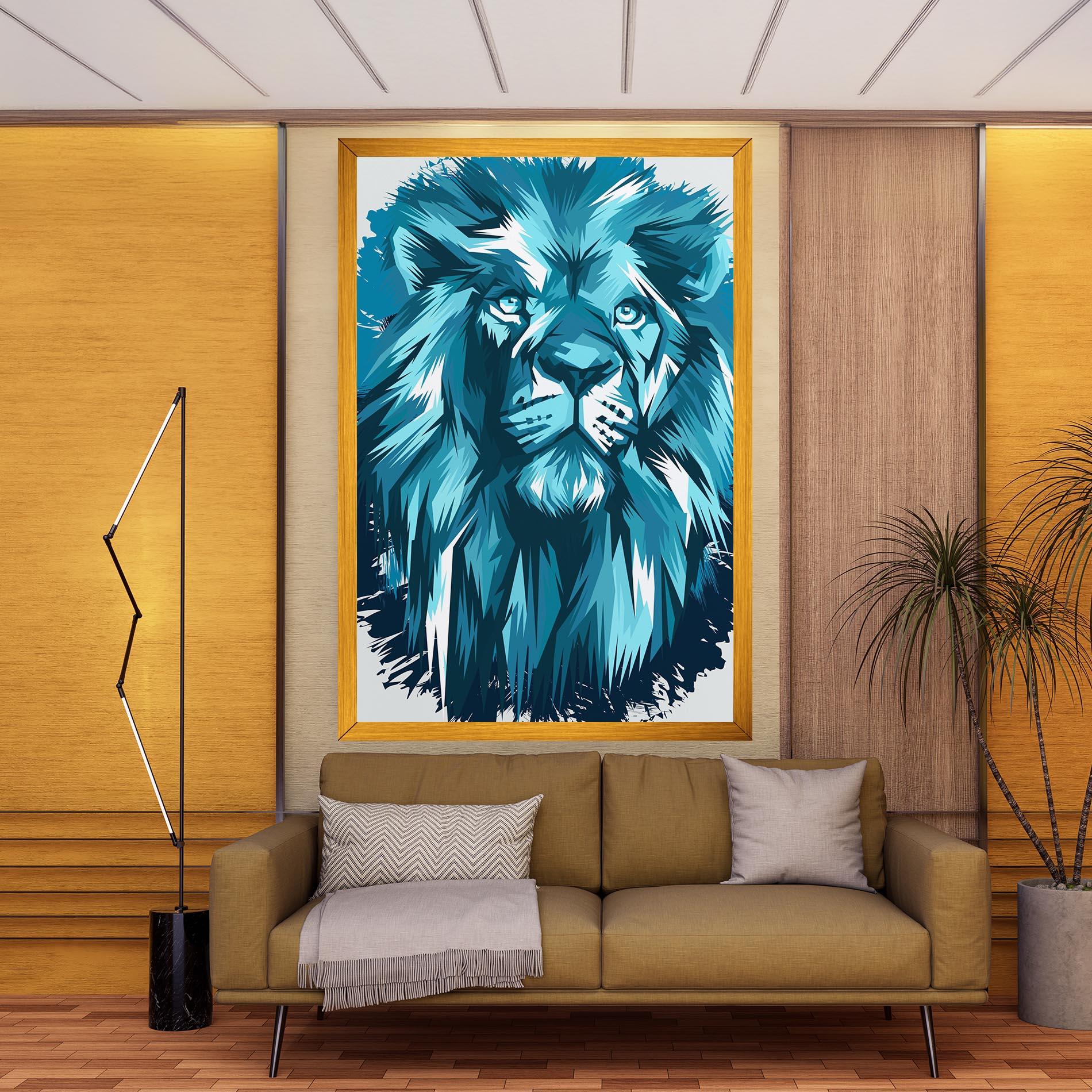Vászonkép Blue Lion Head mockup 9