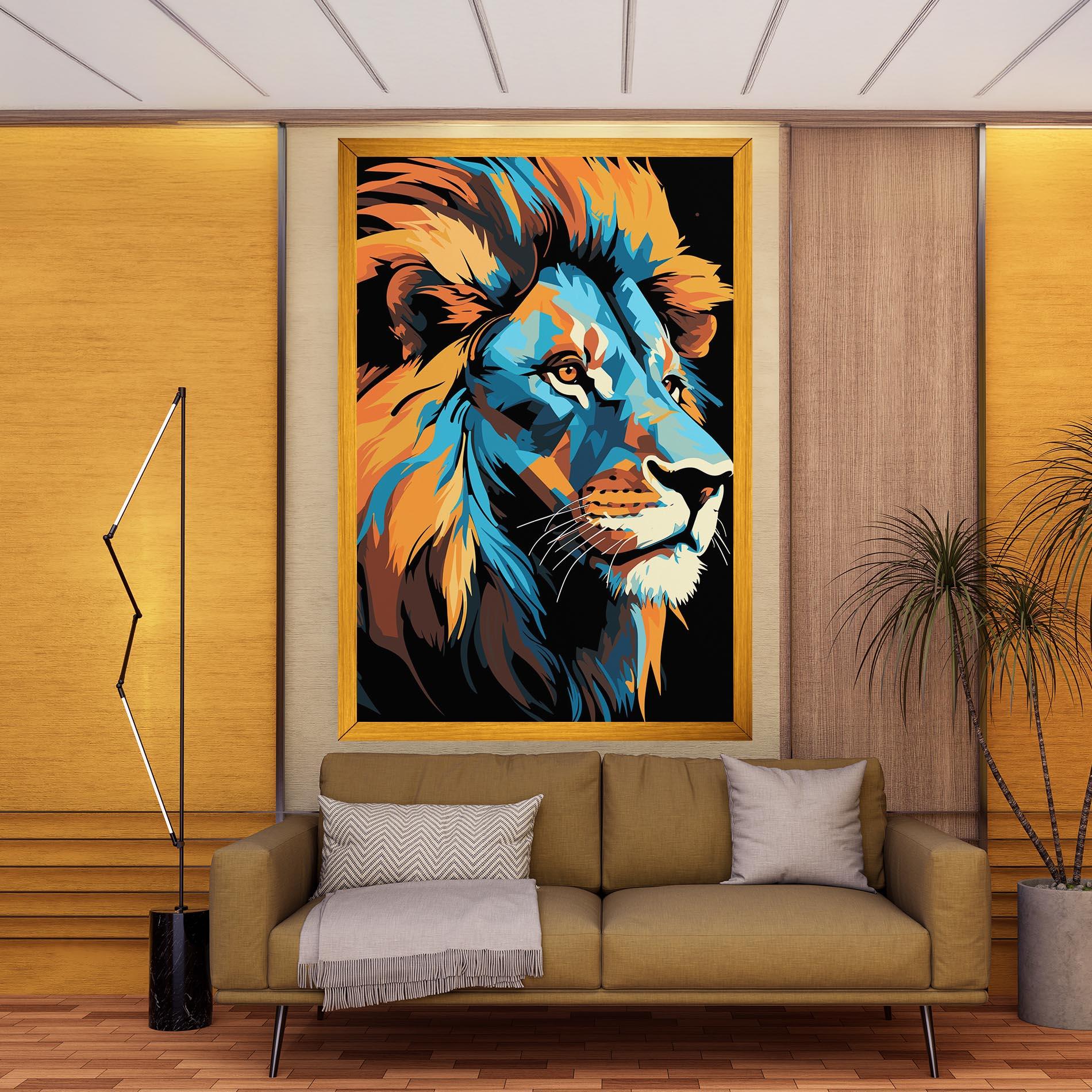 Vászonkép Blue Yellow Lion mockup 9