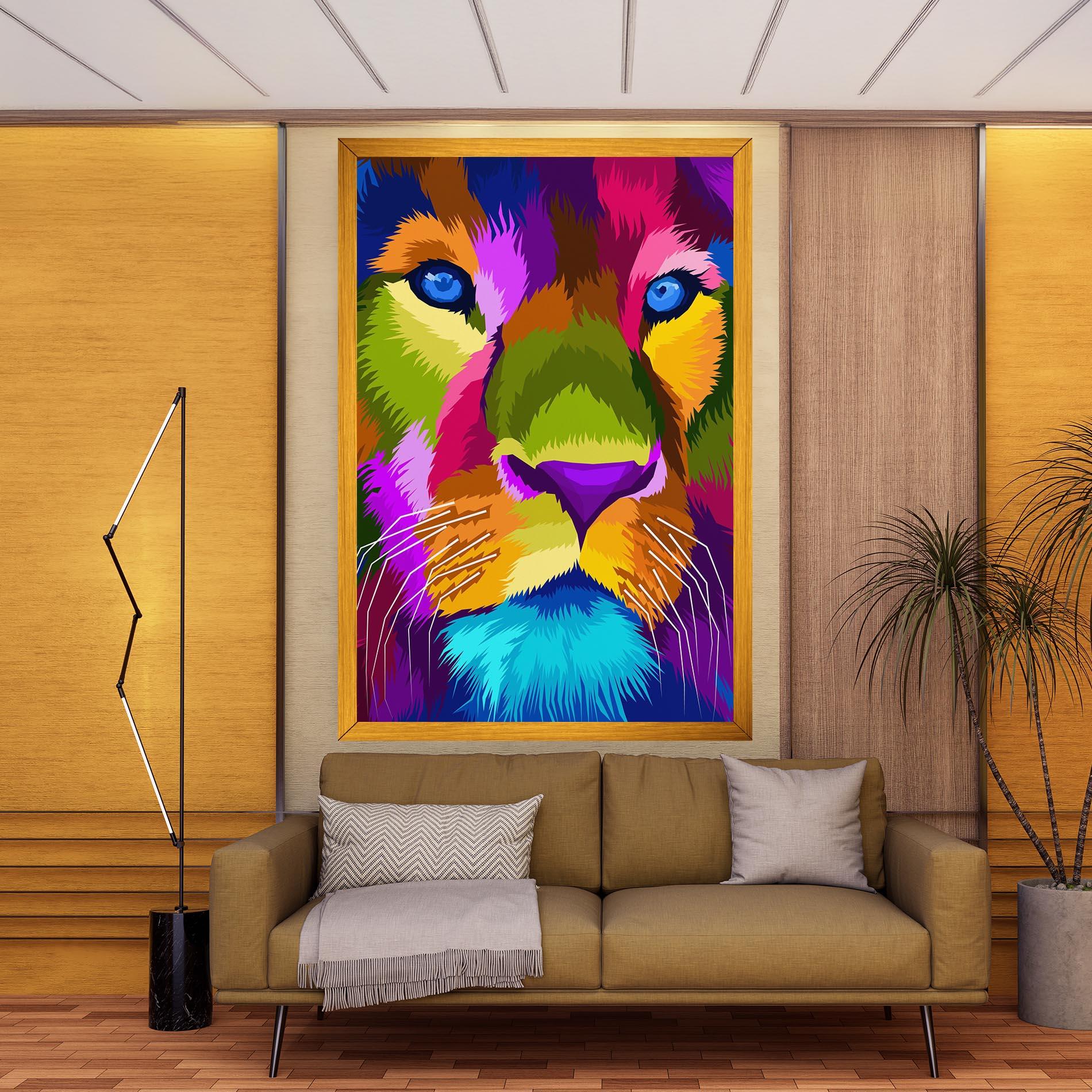 Vászonkép Color Lion Close Up mockup 9