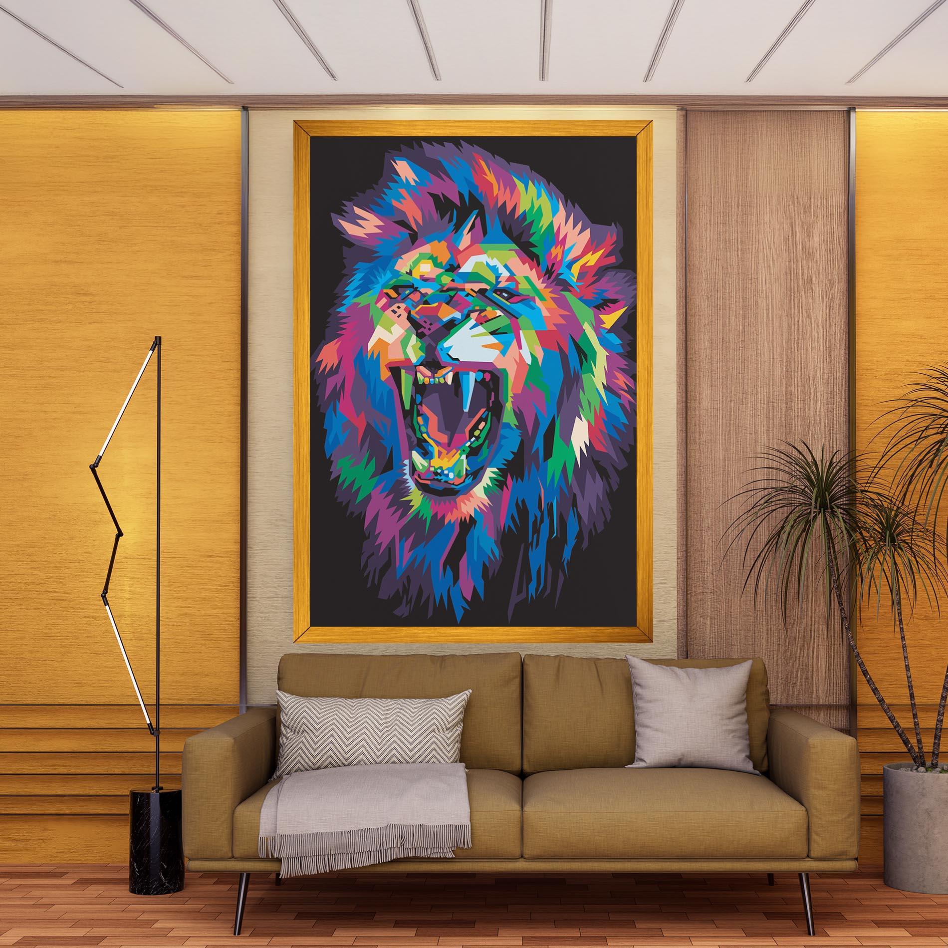 Vászonkép Colorful Lion Head mockup 9