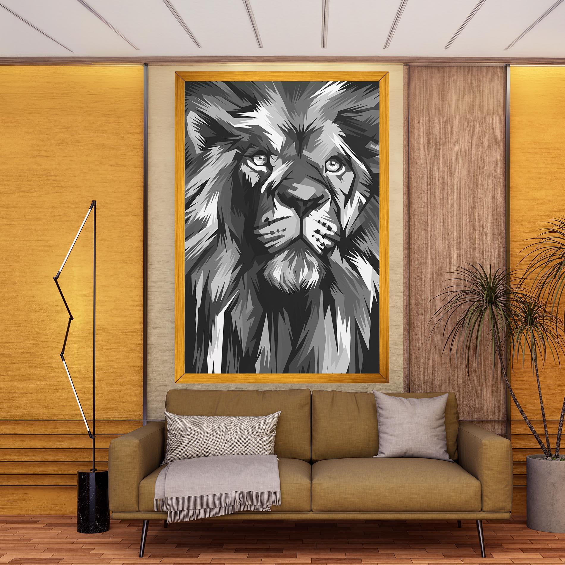 Vászonkép Grey Head Lion mockup 9