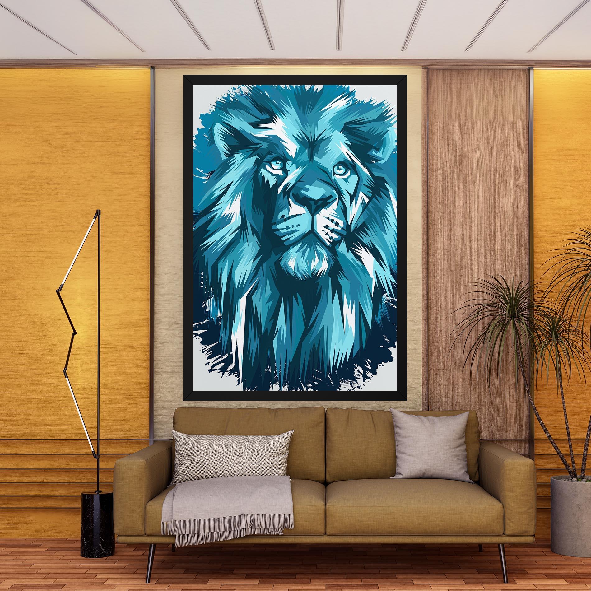 Vászonkép Blue Lion Head mockup 9
