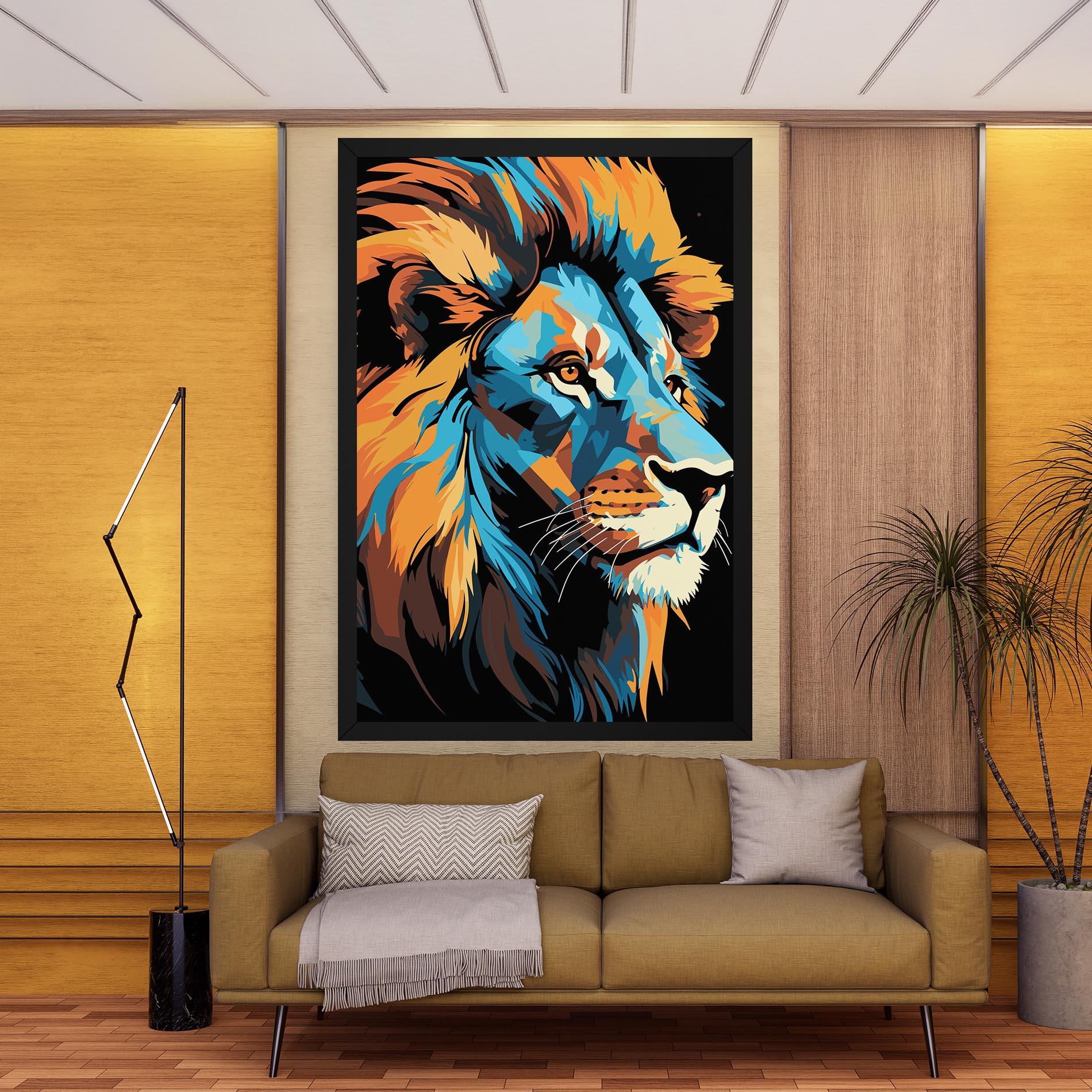 Vászonkép Blue Yellow Lion mockup 9