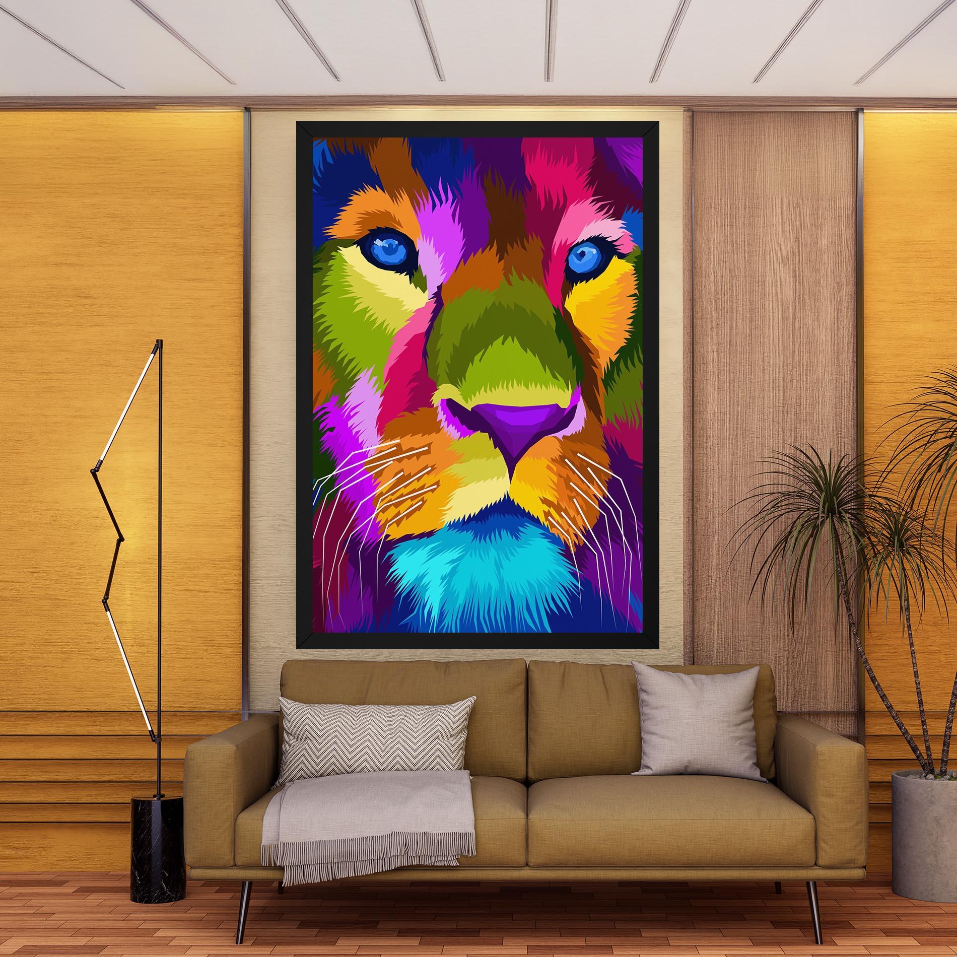 Vászonkép Color Lion Close Up mockup 9
