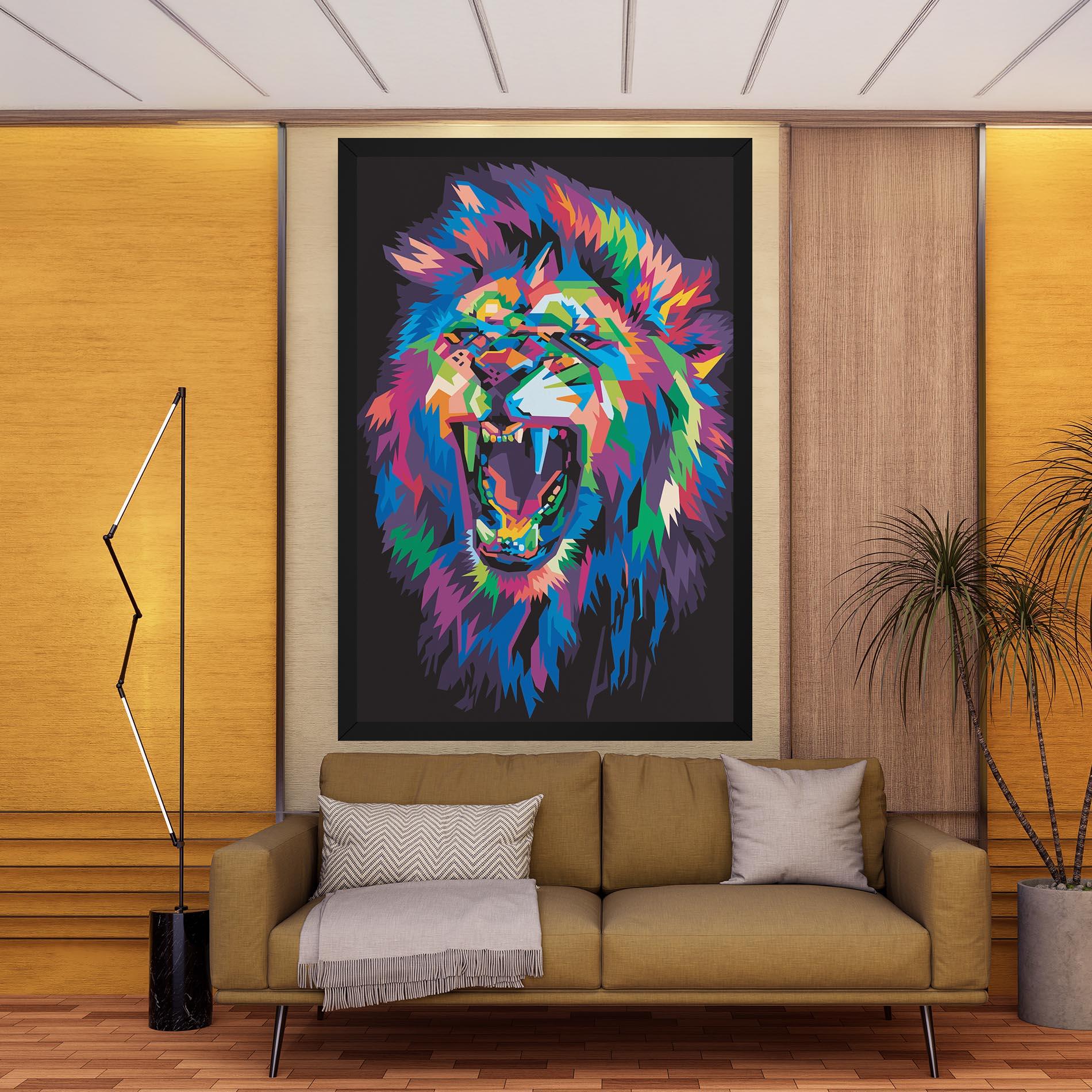 Vászonkép Colorful Lion Head mockup 9