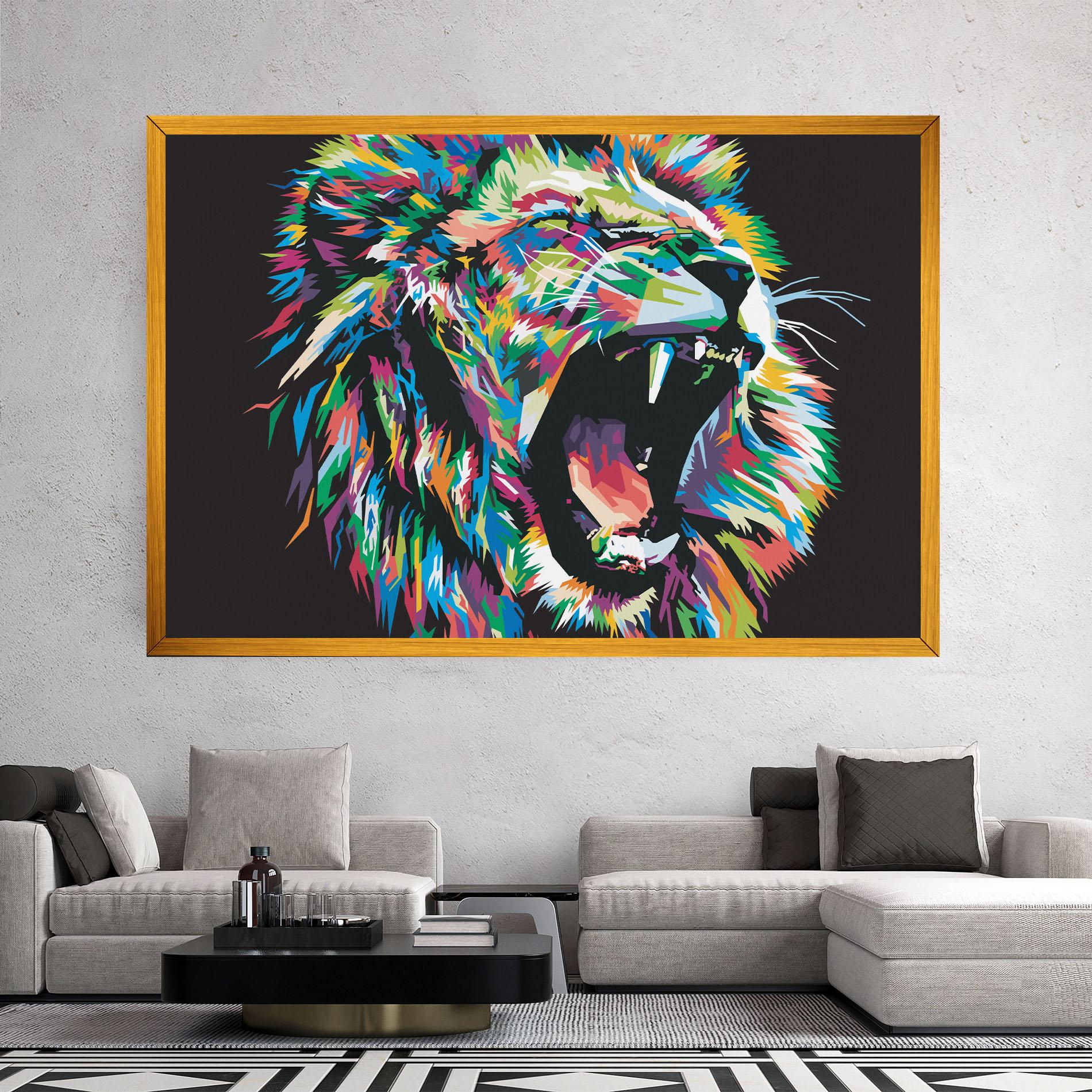 Vászonkép Green Blue Lion mockup 2