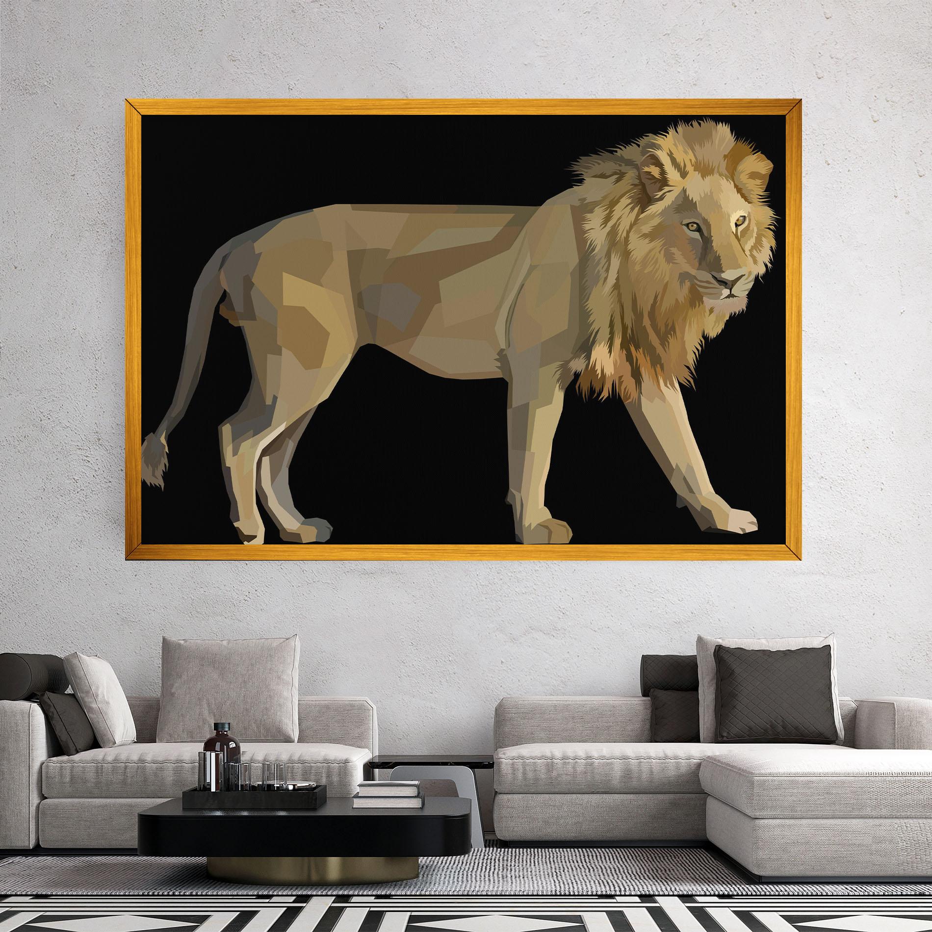 Vászonkép Lion Art On Black mockup 2