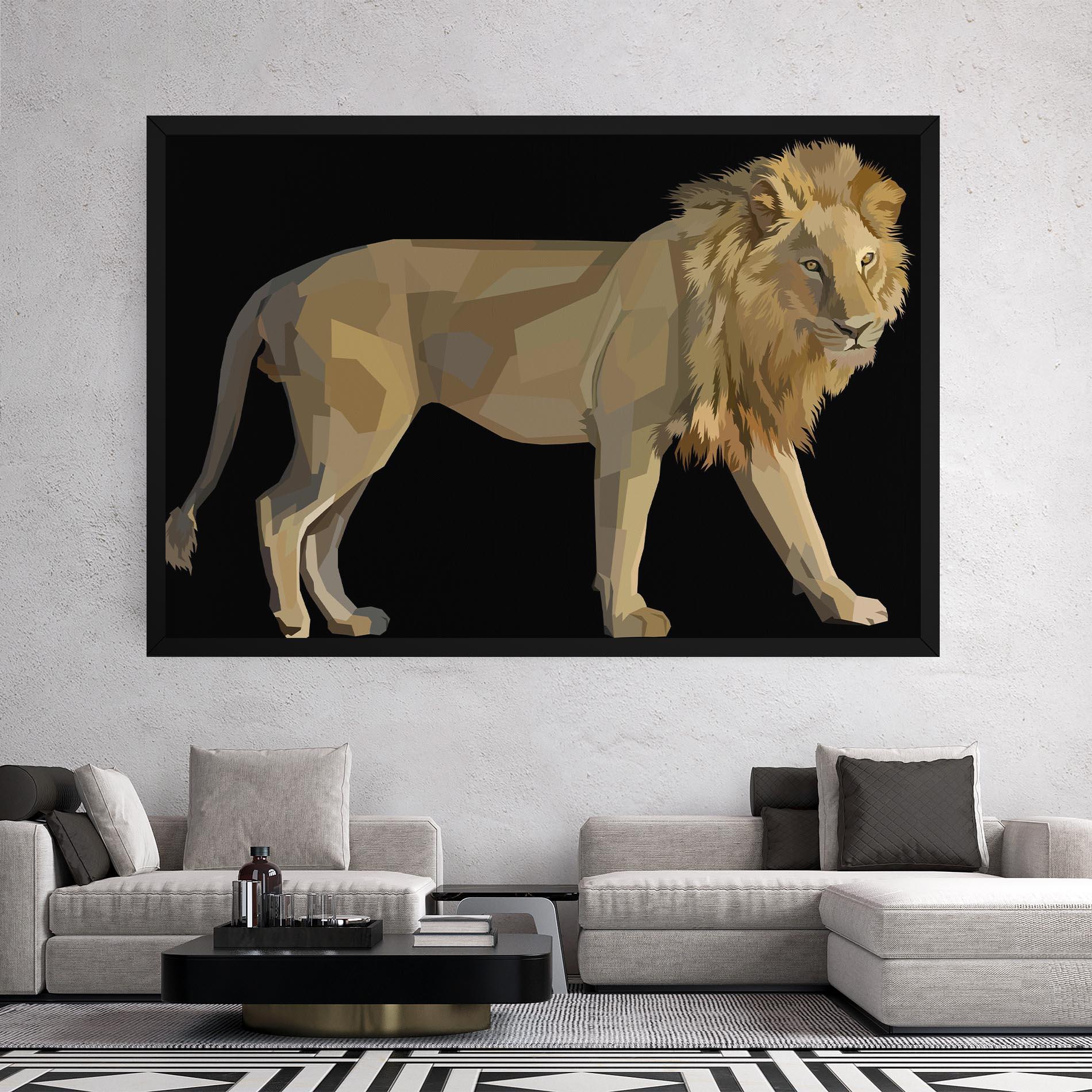 Vászonkép Lion Art On Black mockup 2