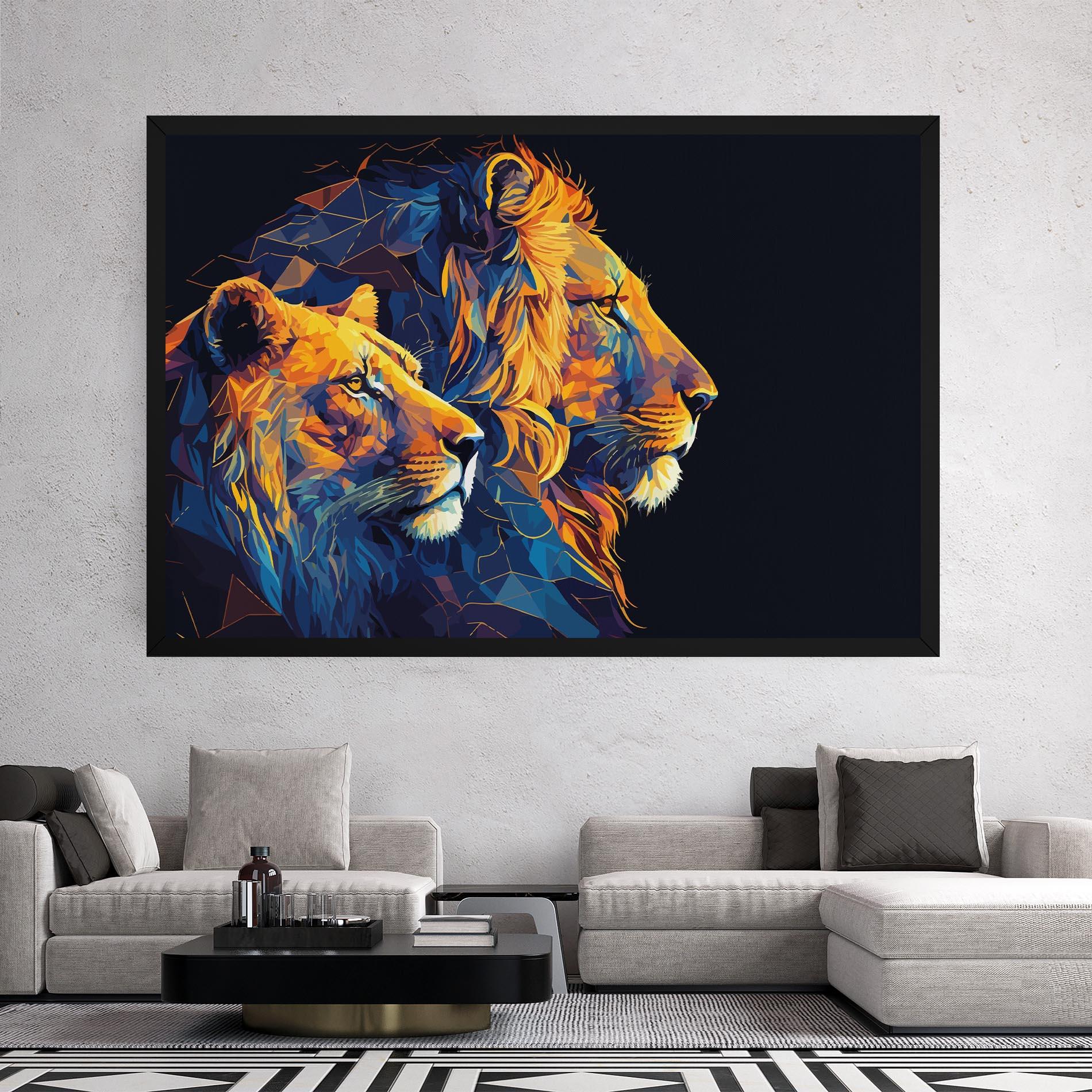 Vászonkép Orange Blue Lion mockup 2