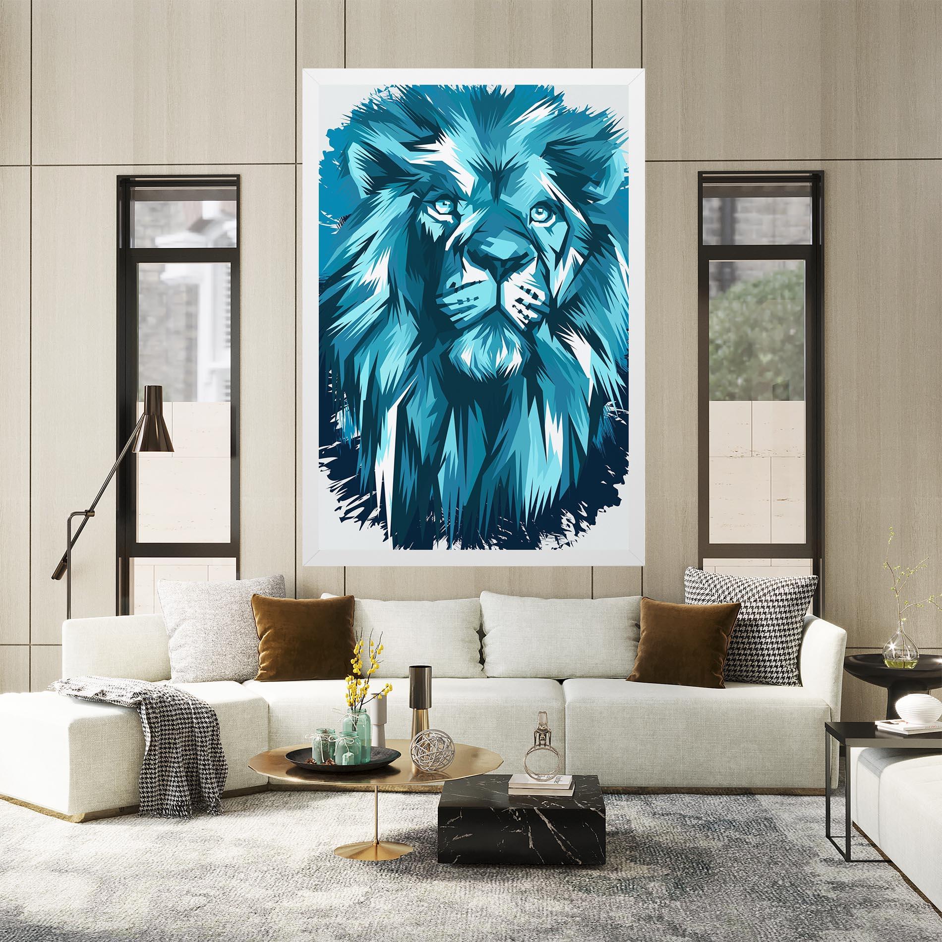 Vászonkép Blue Lion Head mockup 2