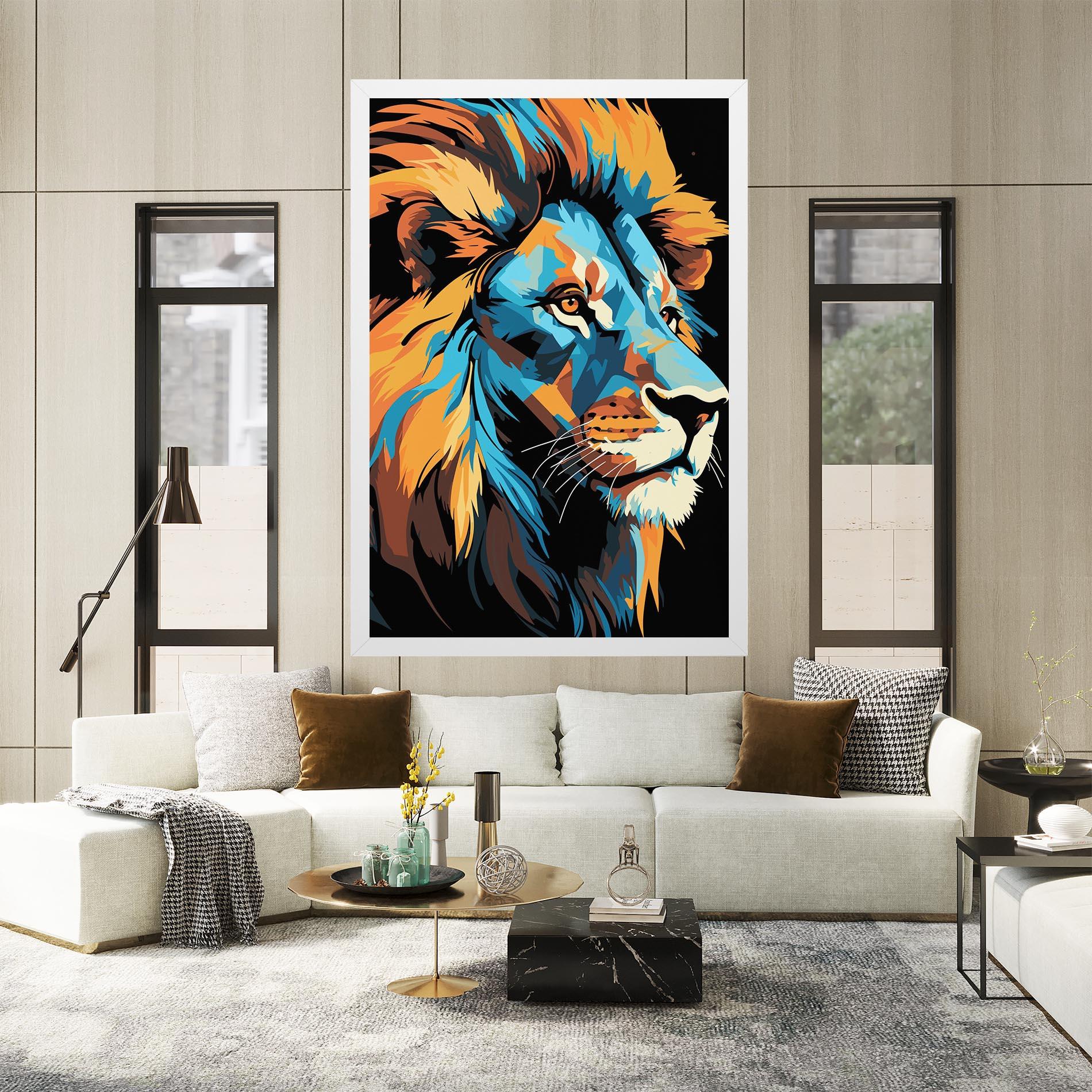 Vászonkép Blue Yellow Lion mockup 2