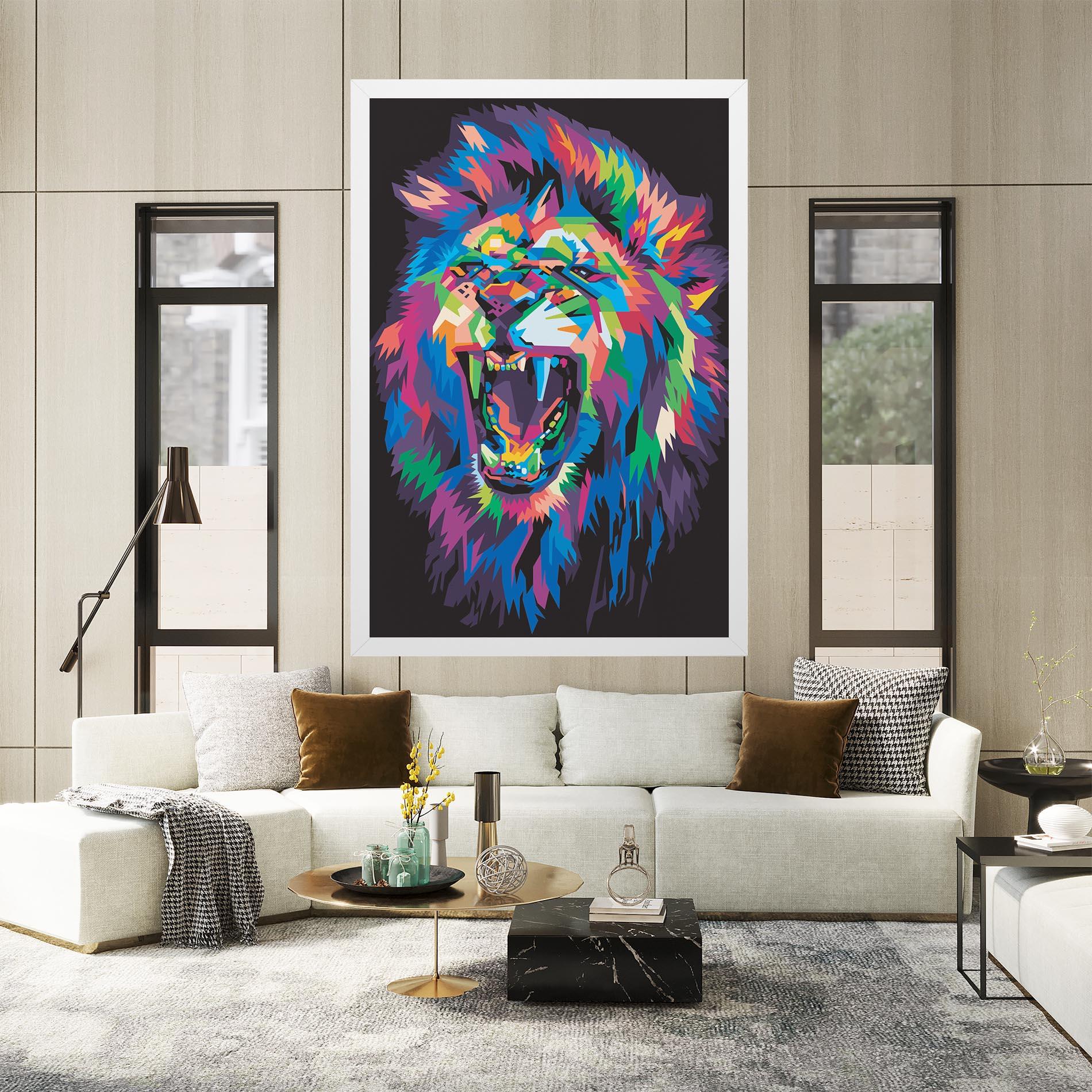 Vászonkép Colorful Lion Head mockup 2