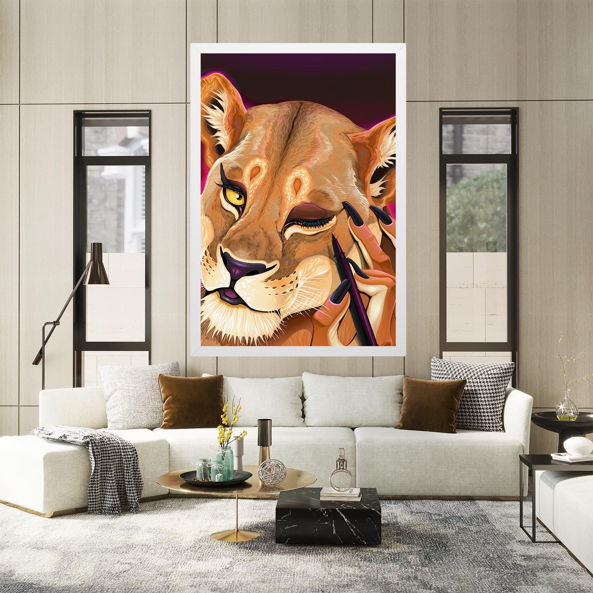 Vászonkép Female Lion Makeup mockup 2