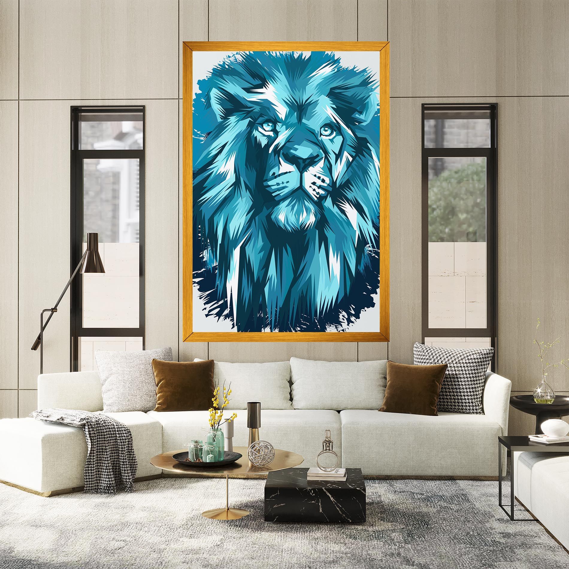 Blue Lion Head mockup 2