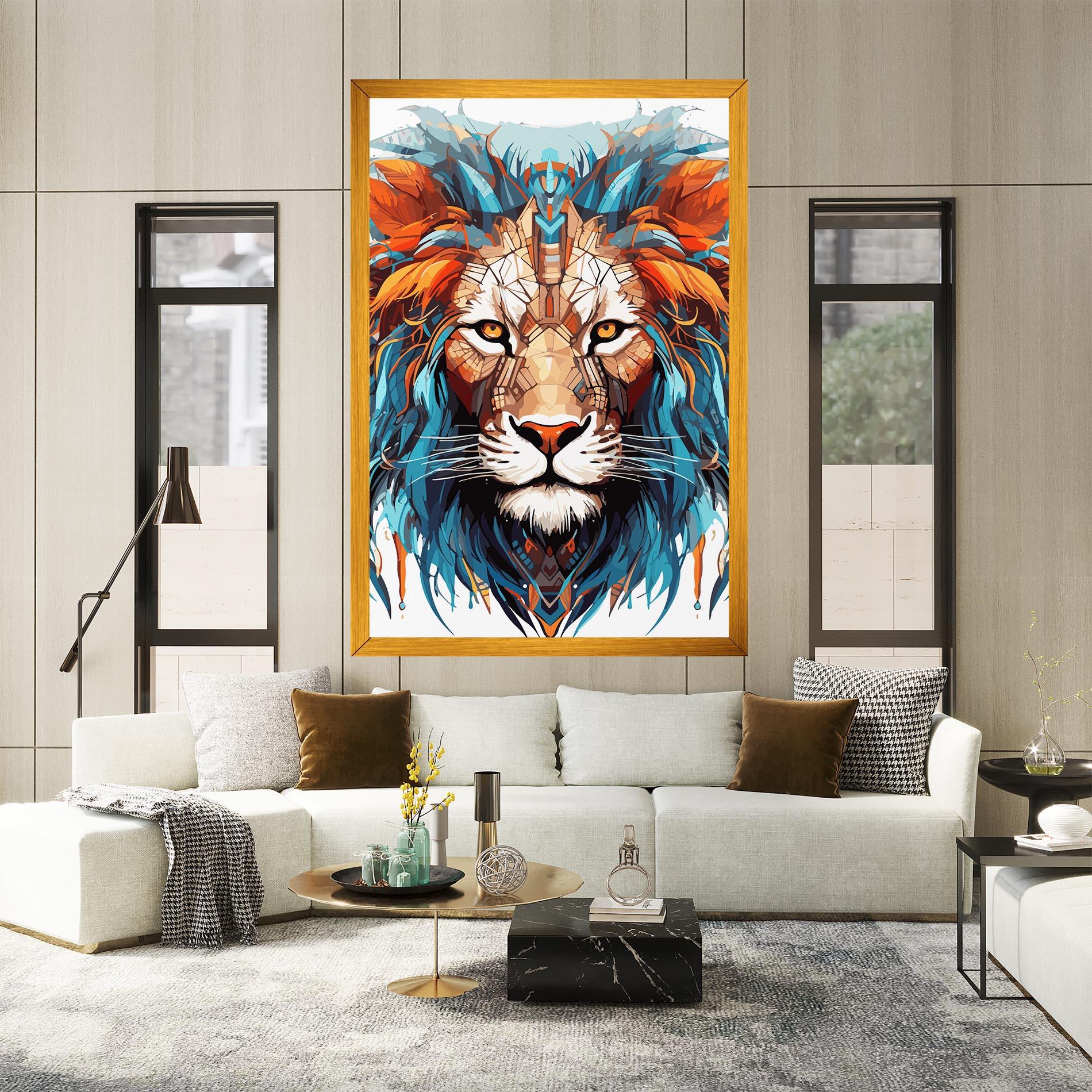 Vászonkép Blue Orange Lion mockup 2