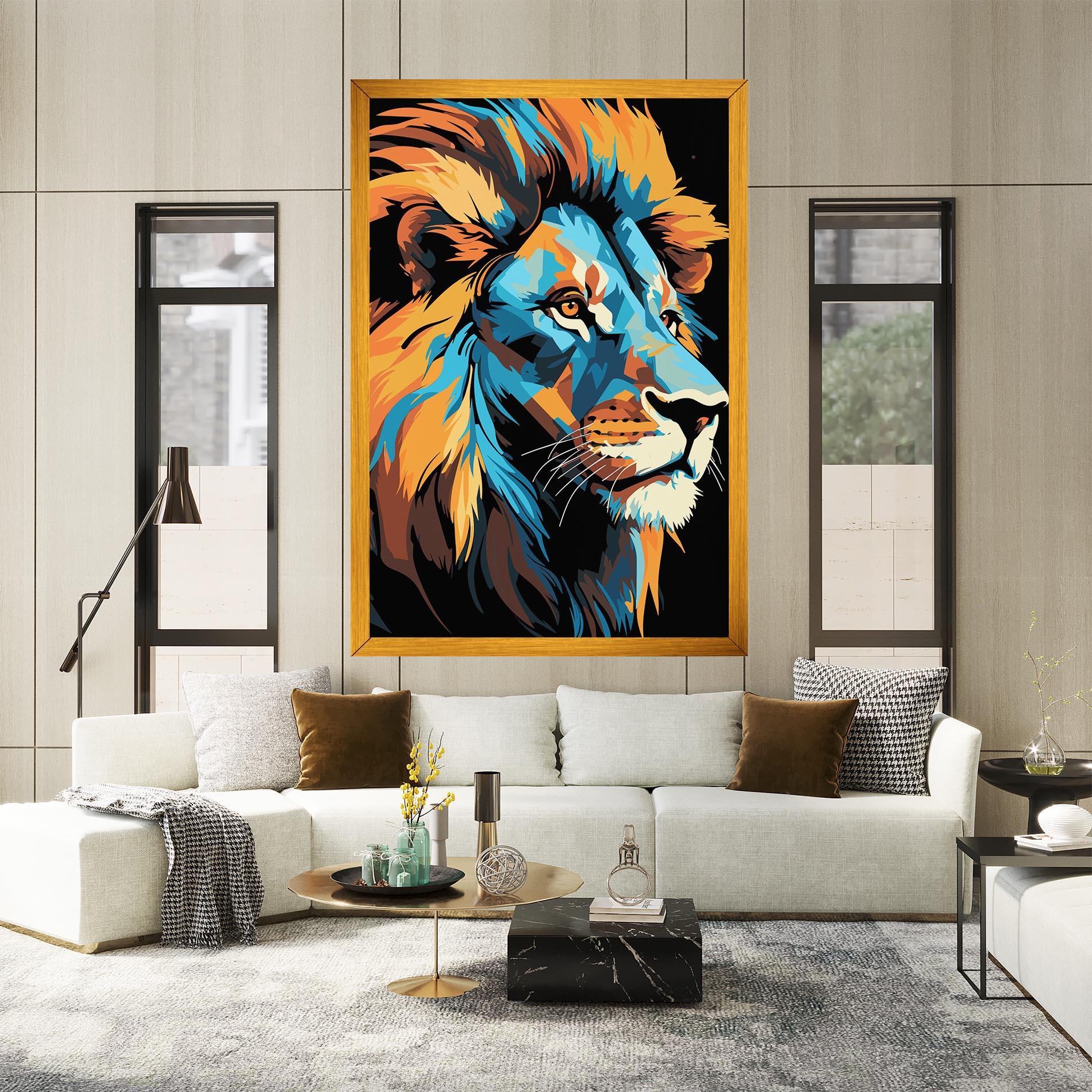 Vászonkép Blue Yellow Lion mockup 2
