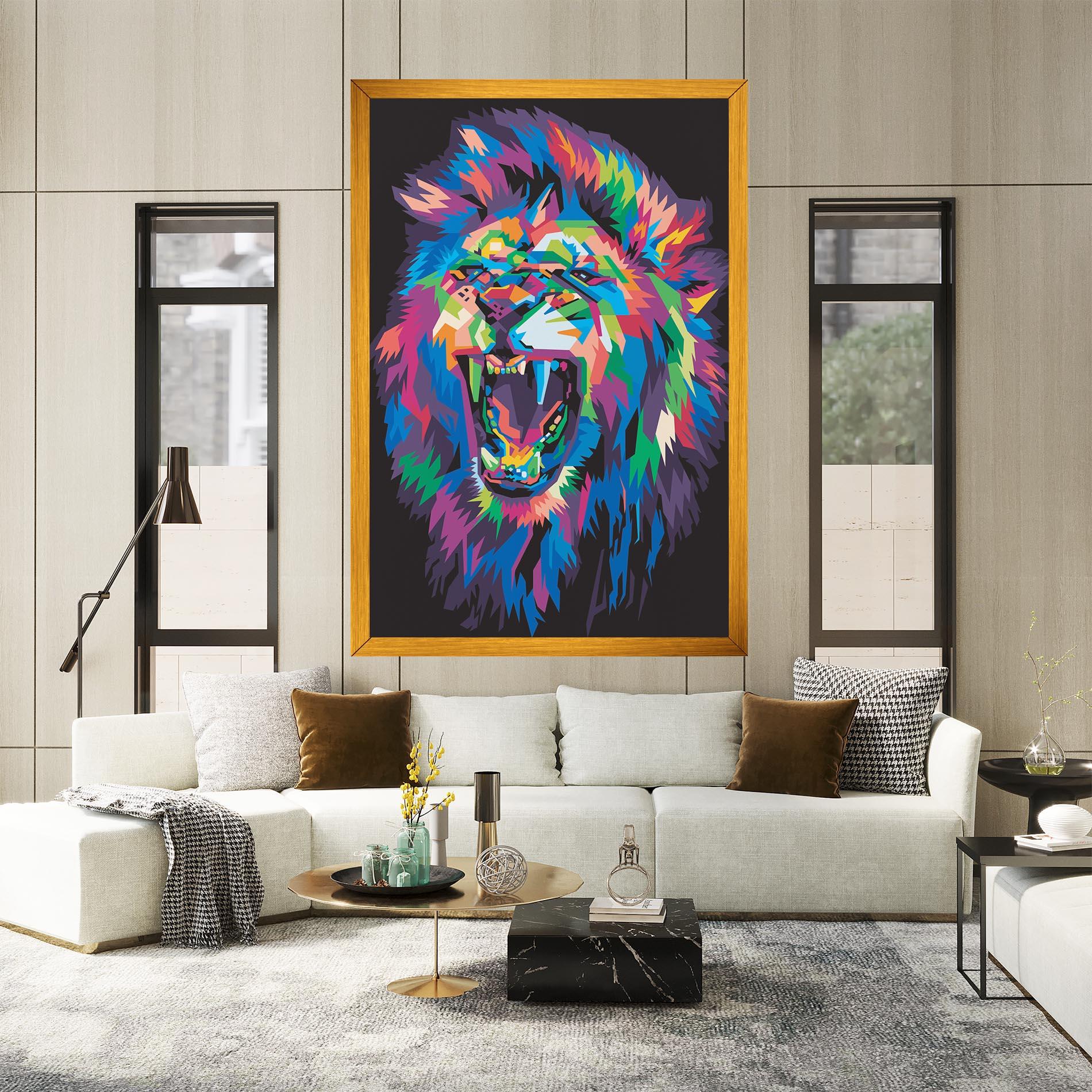 Vászonkép Colorful Lion Head mockup 2