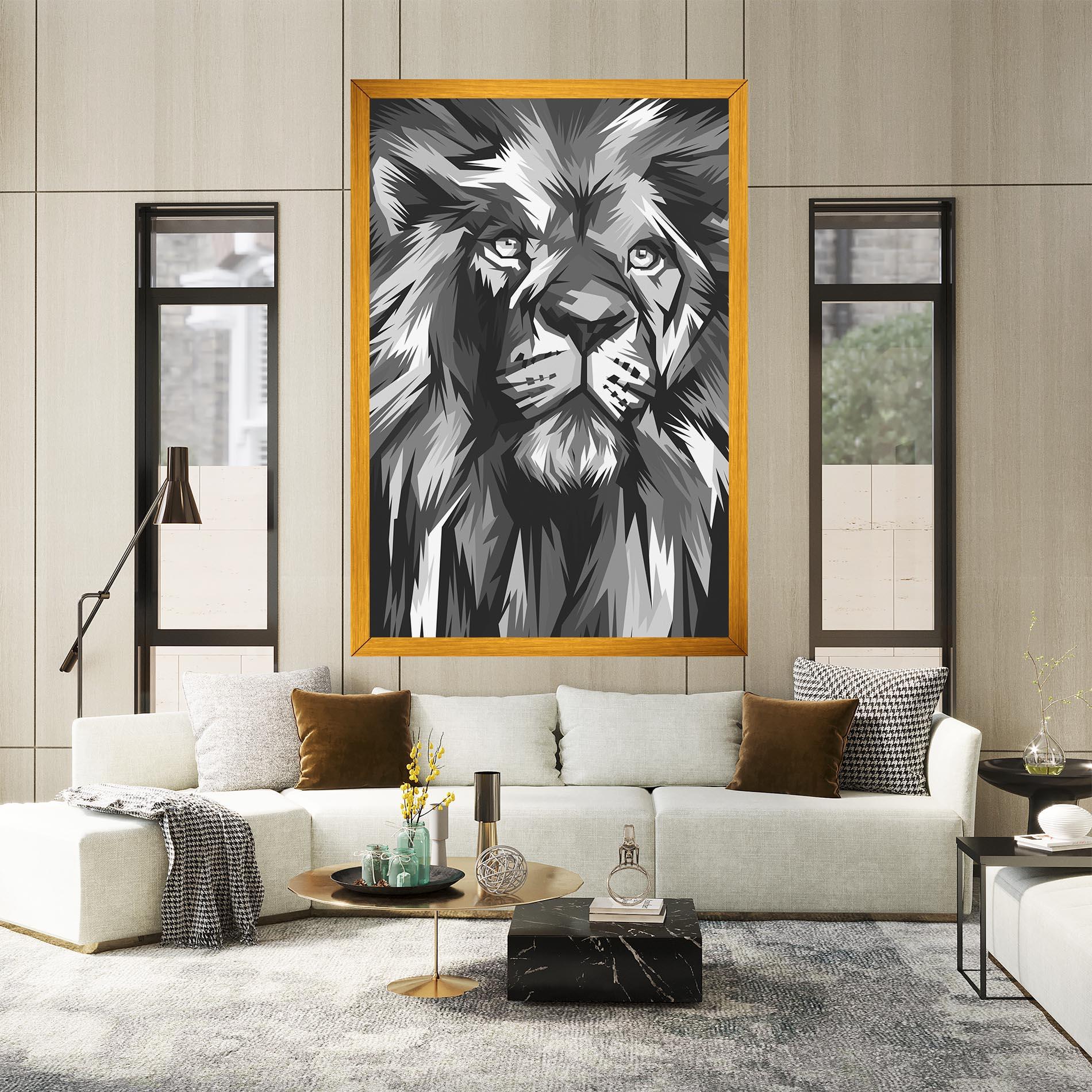 Vászonkép Grey Head Lion mockup 2