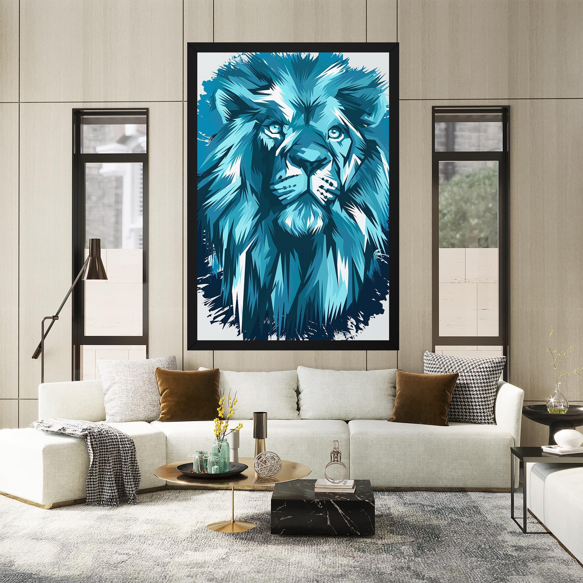 Vászonkép Blue Lion Head mockup 2
